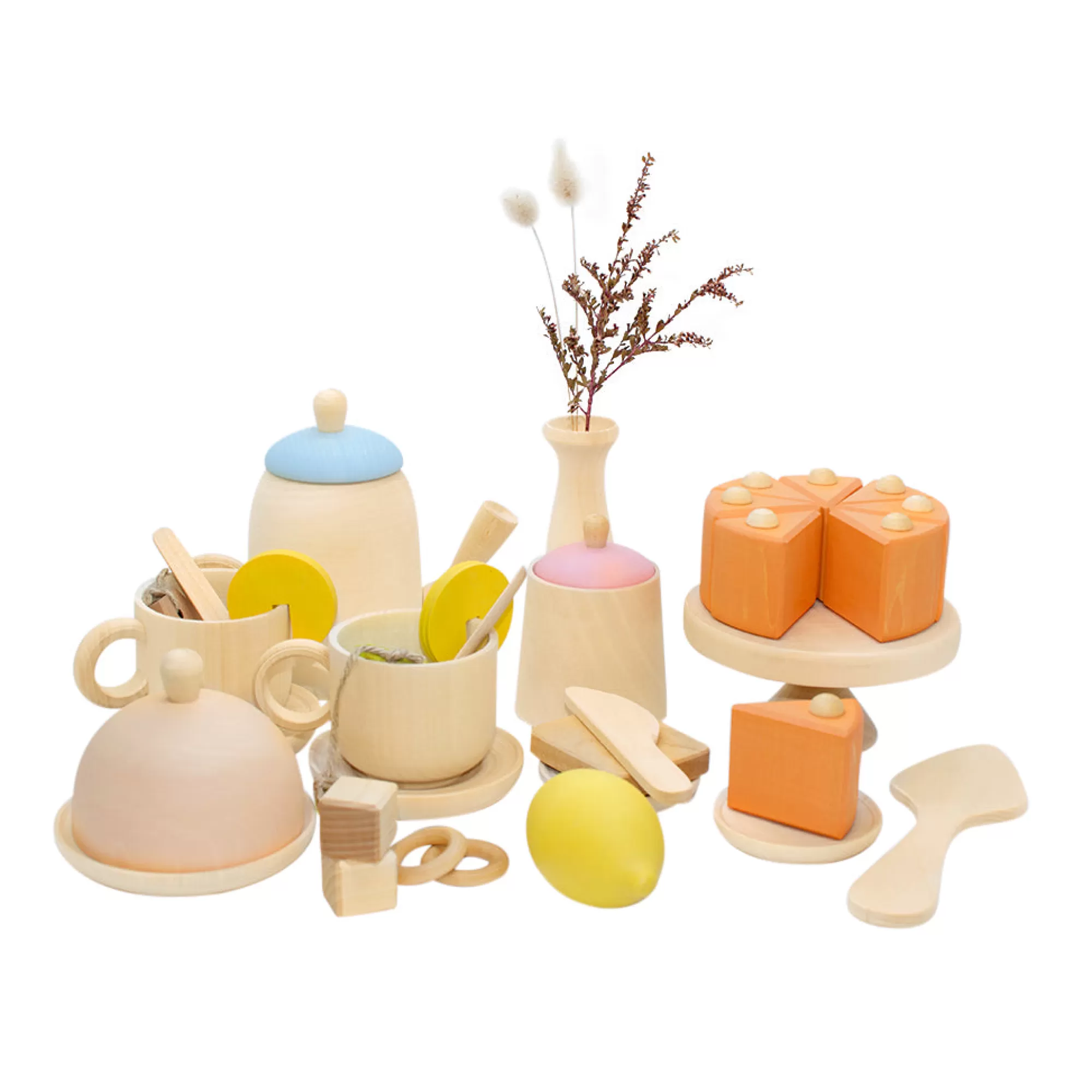 Wooden Educational Toy Montessori Toys-Wooden Cake & Tea Set - 26 Pieces