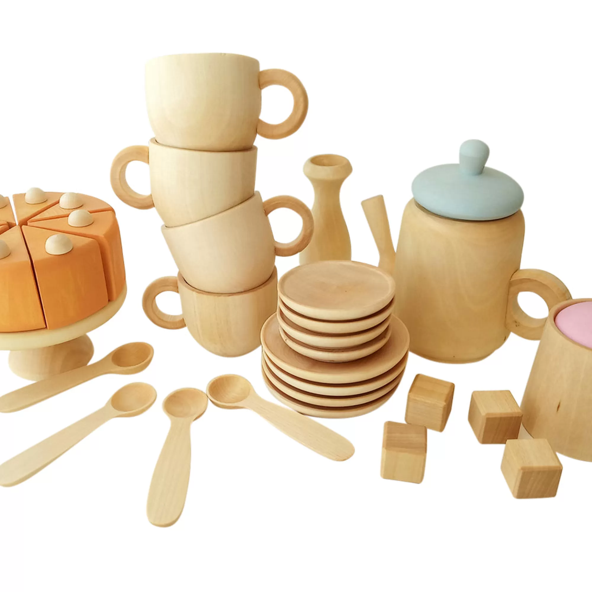 Wooden Educational Toy Montessori Toys-Wooden Cake & Tea Set - 26 Pieces