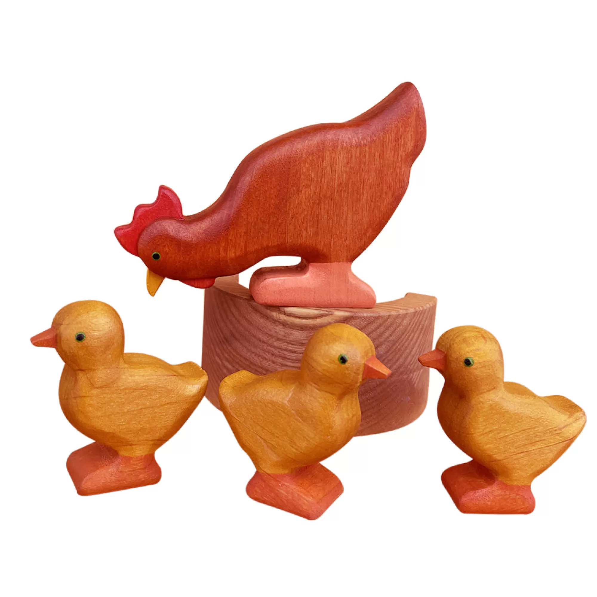 Forest Melody Waldorf Inspired-Wooden Chicken - Eating