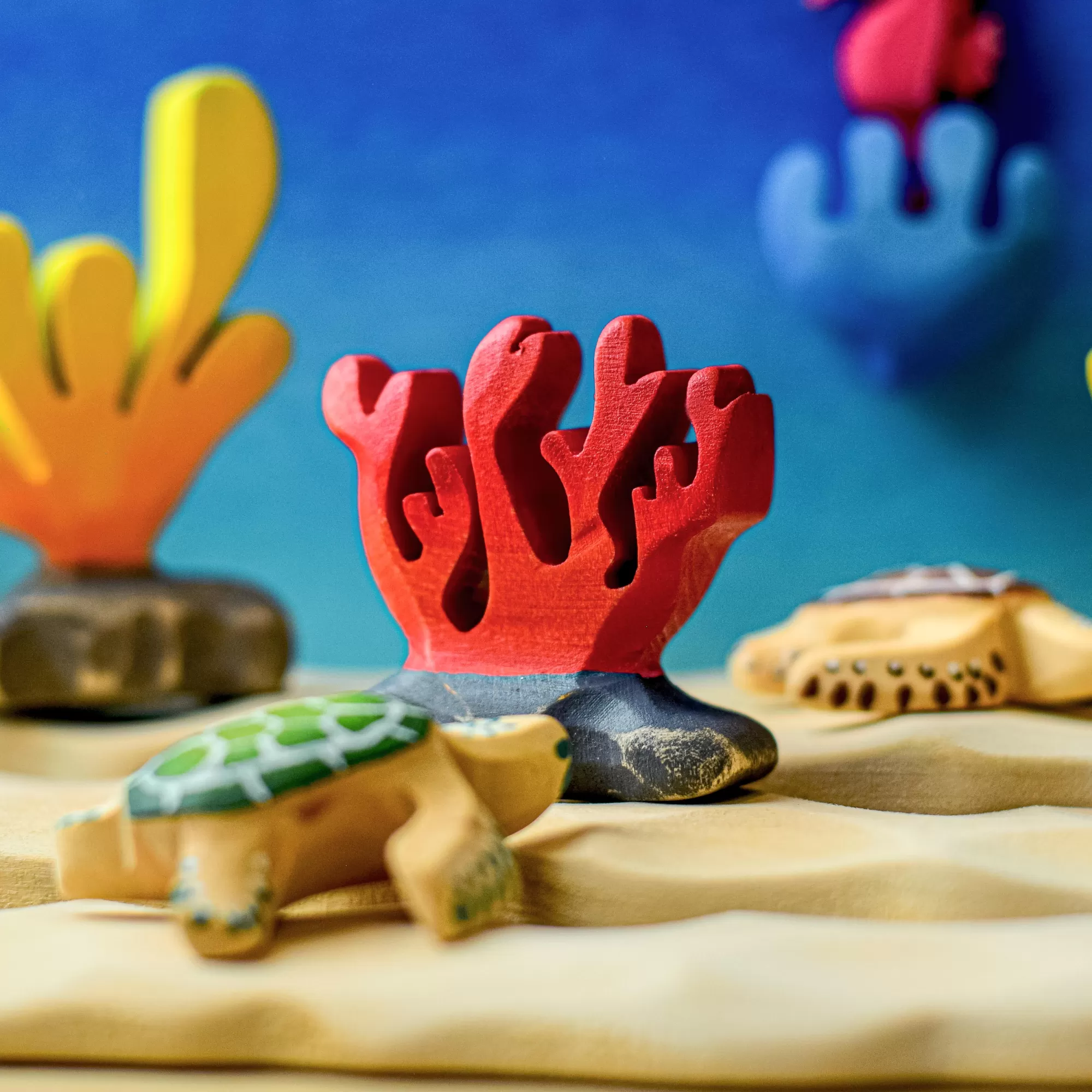 Bumbu Toys Sea Animals-Wooden Coral - Red