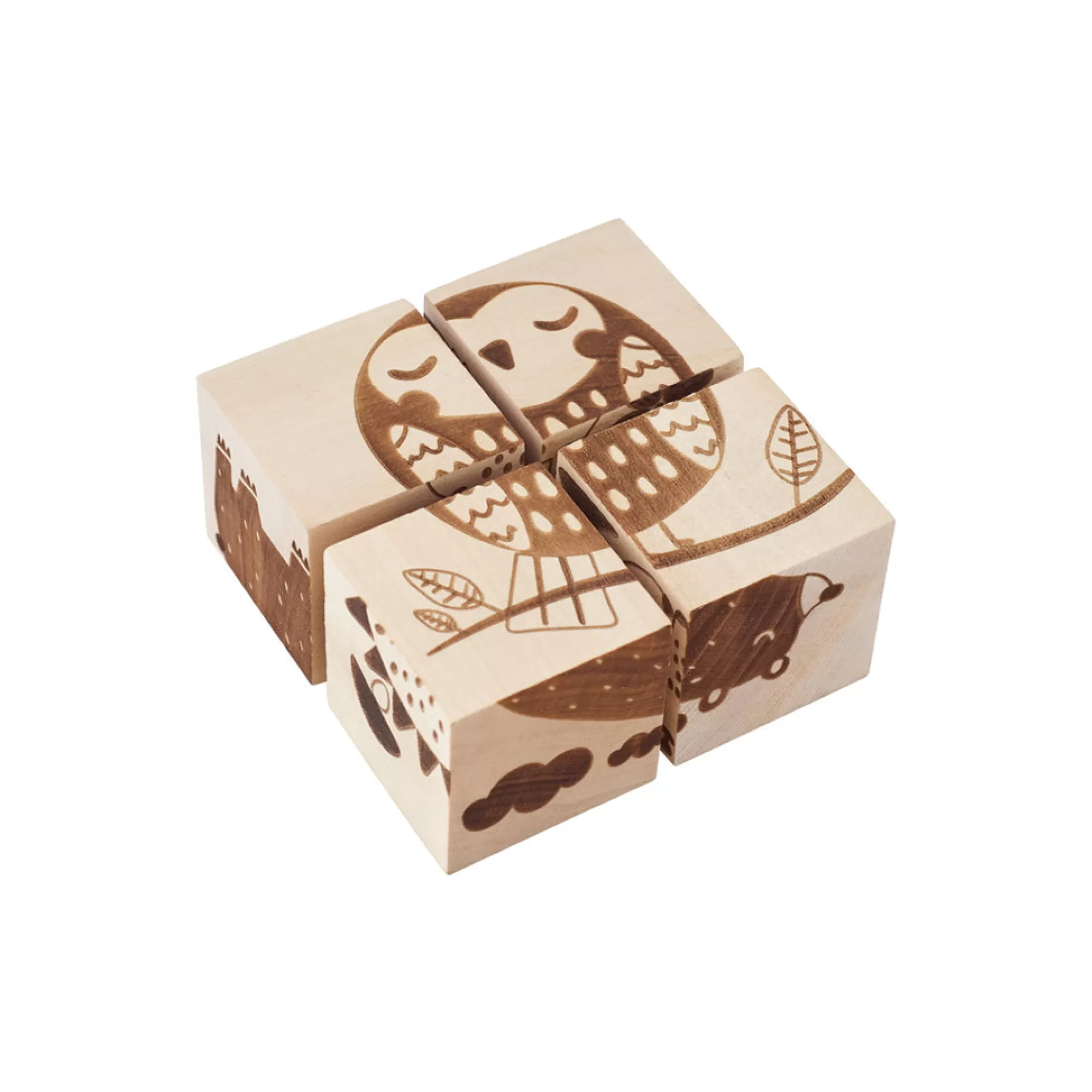 Kubi Dubi Montessori Toys-Wooden Cube Puzzle - Animals