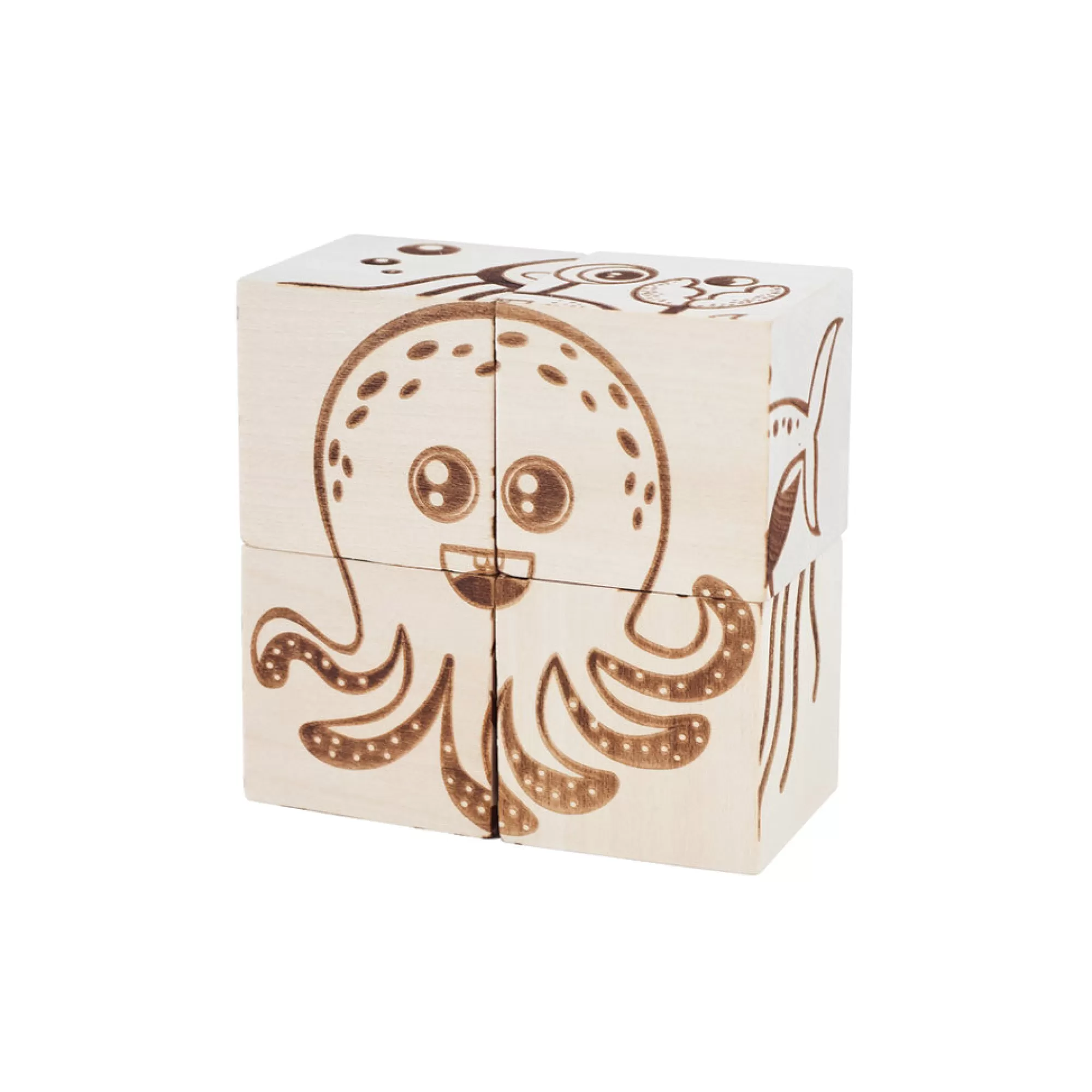 Kubi Dubi Montessori Toys-Wooden Cube Puzzle - Sea Creatures