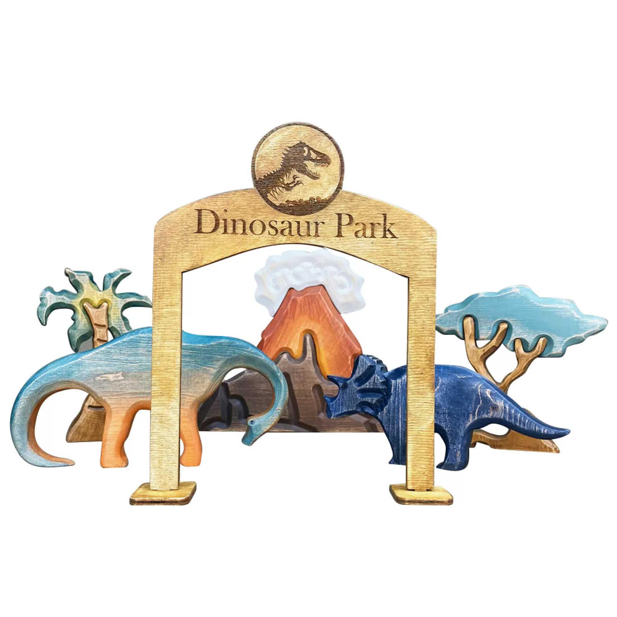 Green Taiga Dinosaurs-Wooden Dinosaur Park Gate