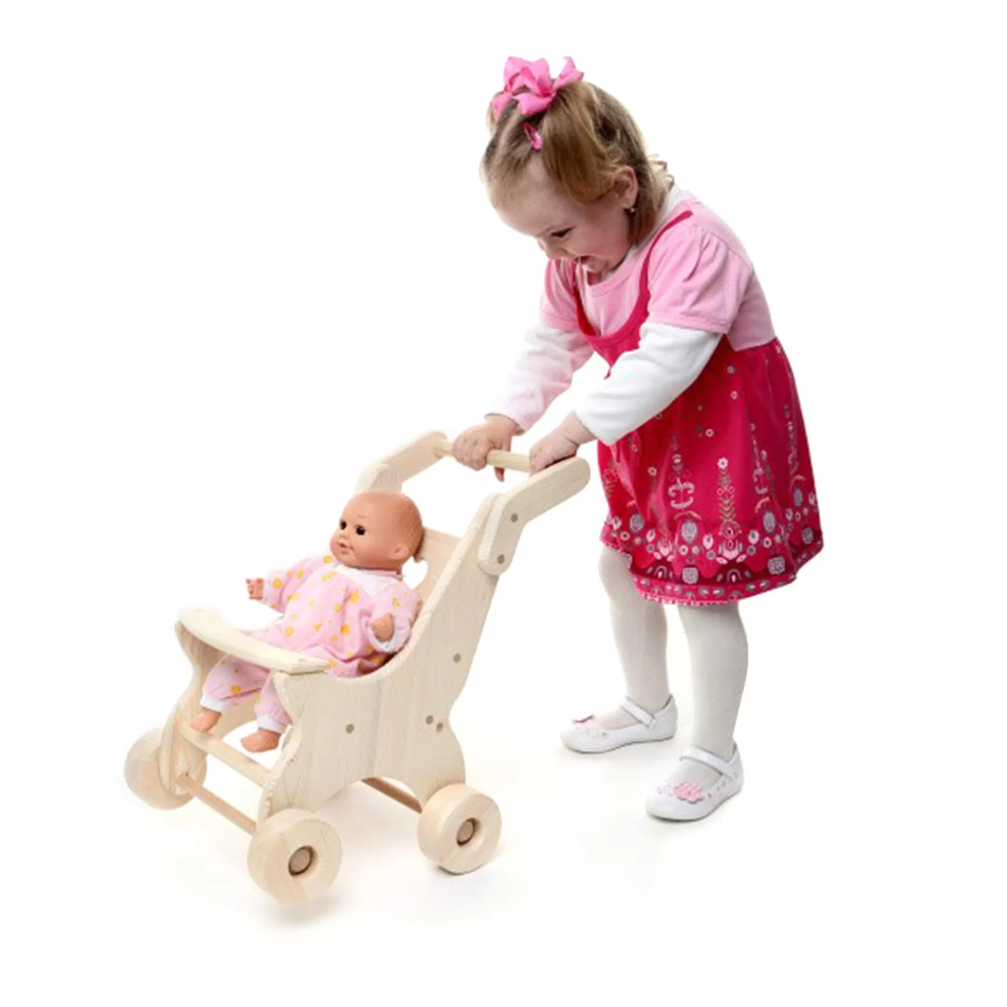 Playful Wood Doll Accessories-Wooden Dolls Stroller