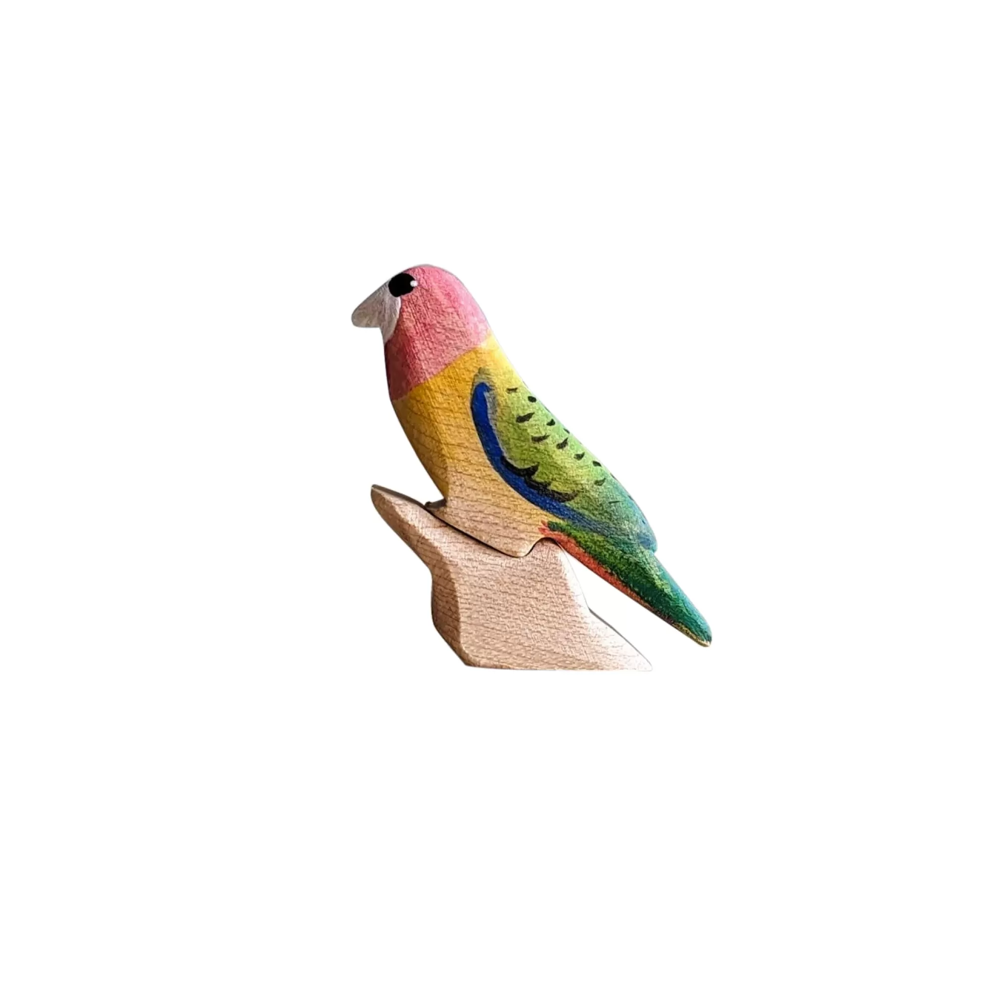 NOM Handcrafted Waldorf Inspired-Wooden Eastern Rosella With Branch