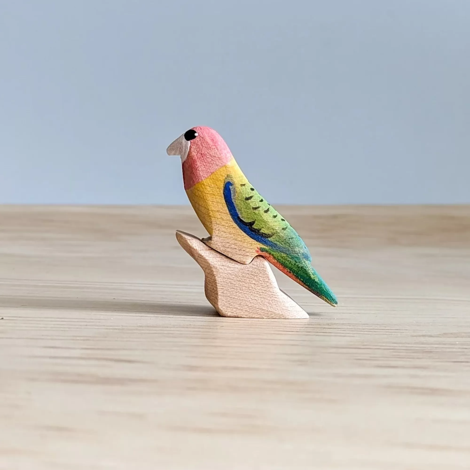 NOM Handcrafted Waldorf Inspired-Wooden Eastern Rosella With Branch