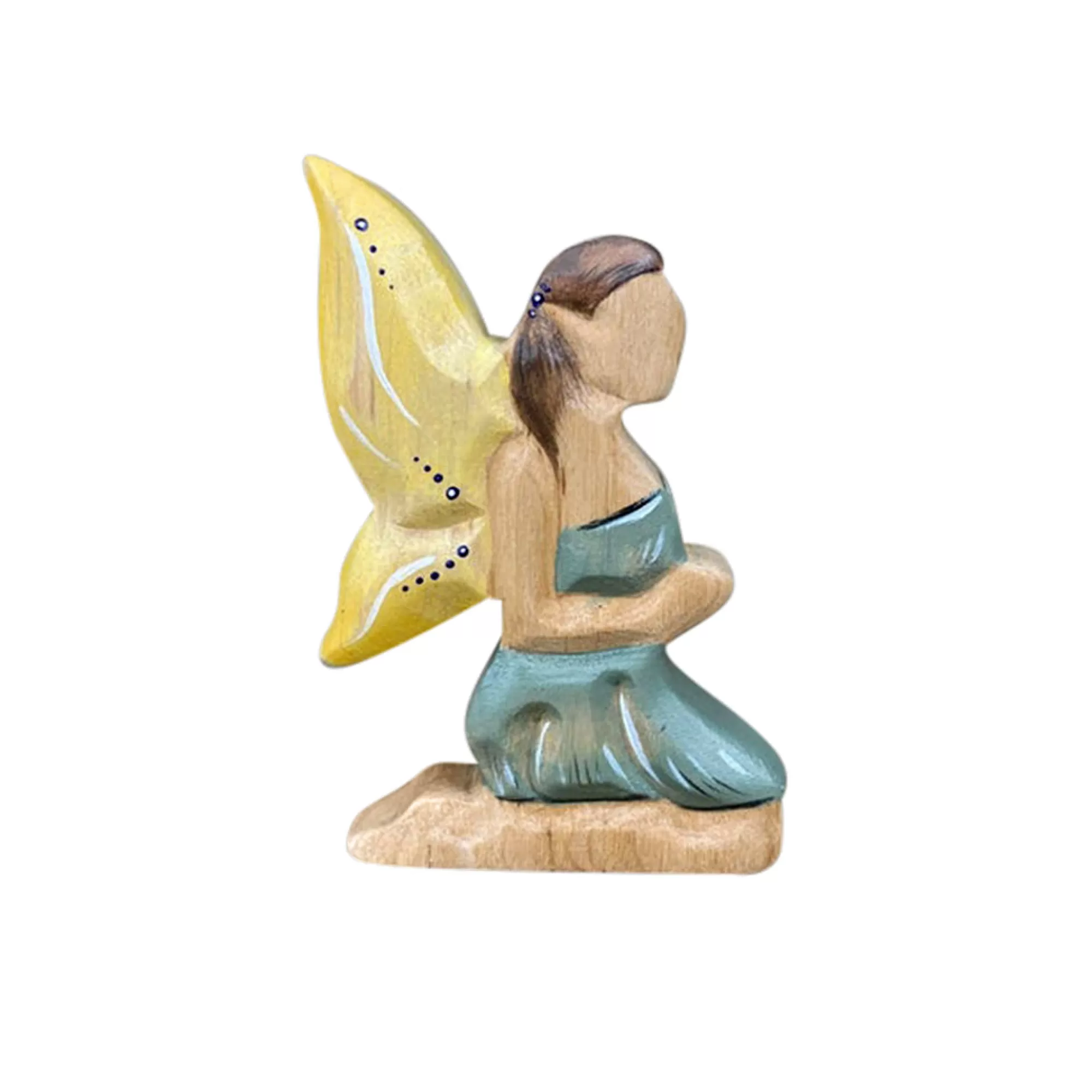 Green Taiga Stories & Tales-Wooden Fairy Kneeling - Yellow