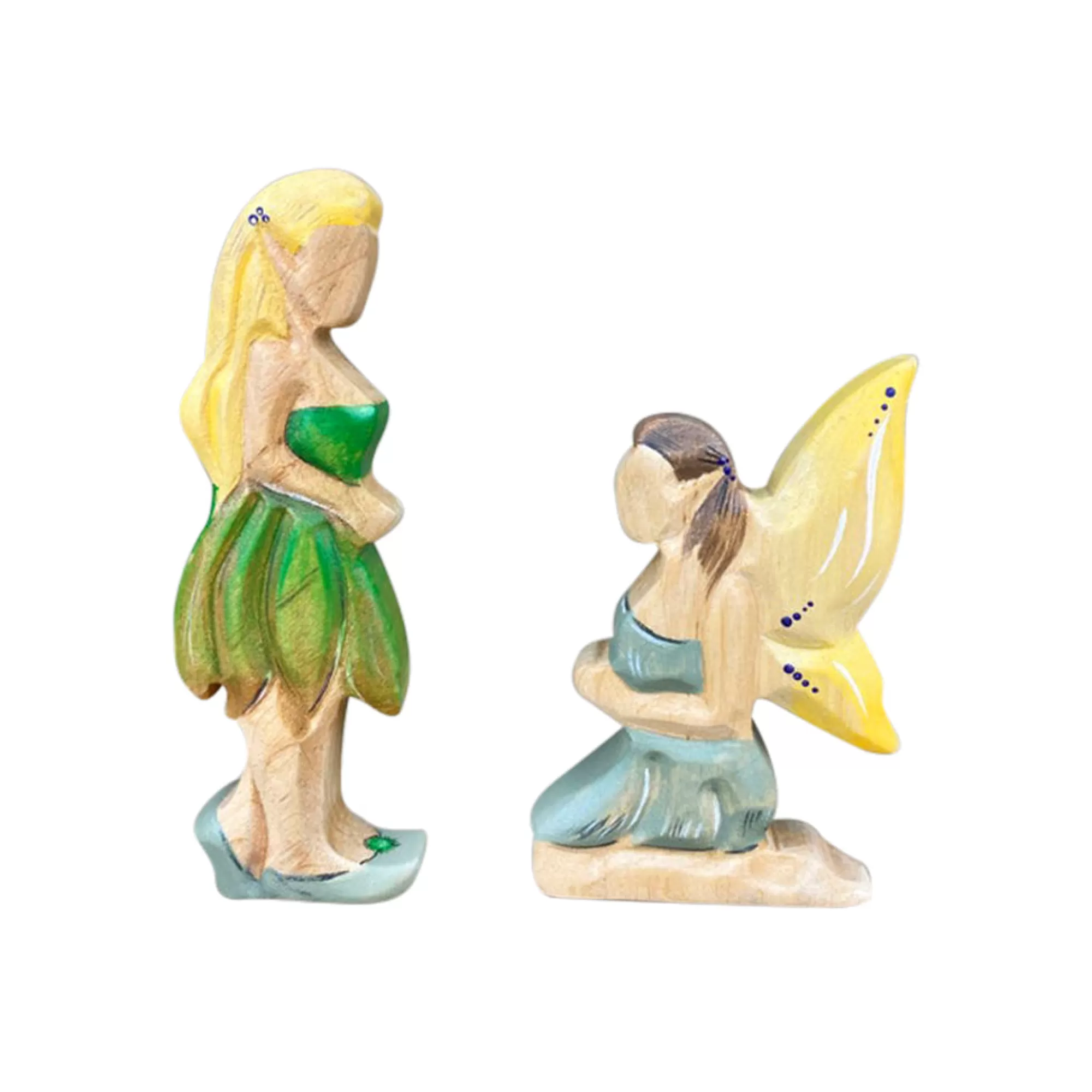 Green Taiga Stories & Tales-Wooden Fairy Kneeling - Yellow