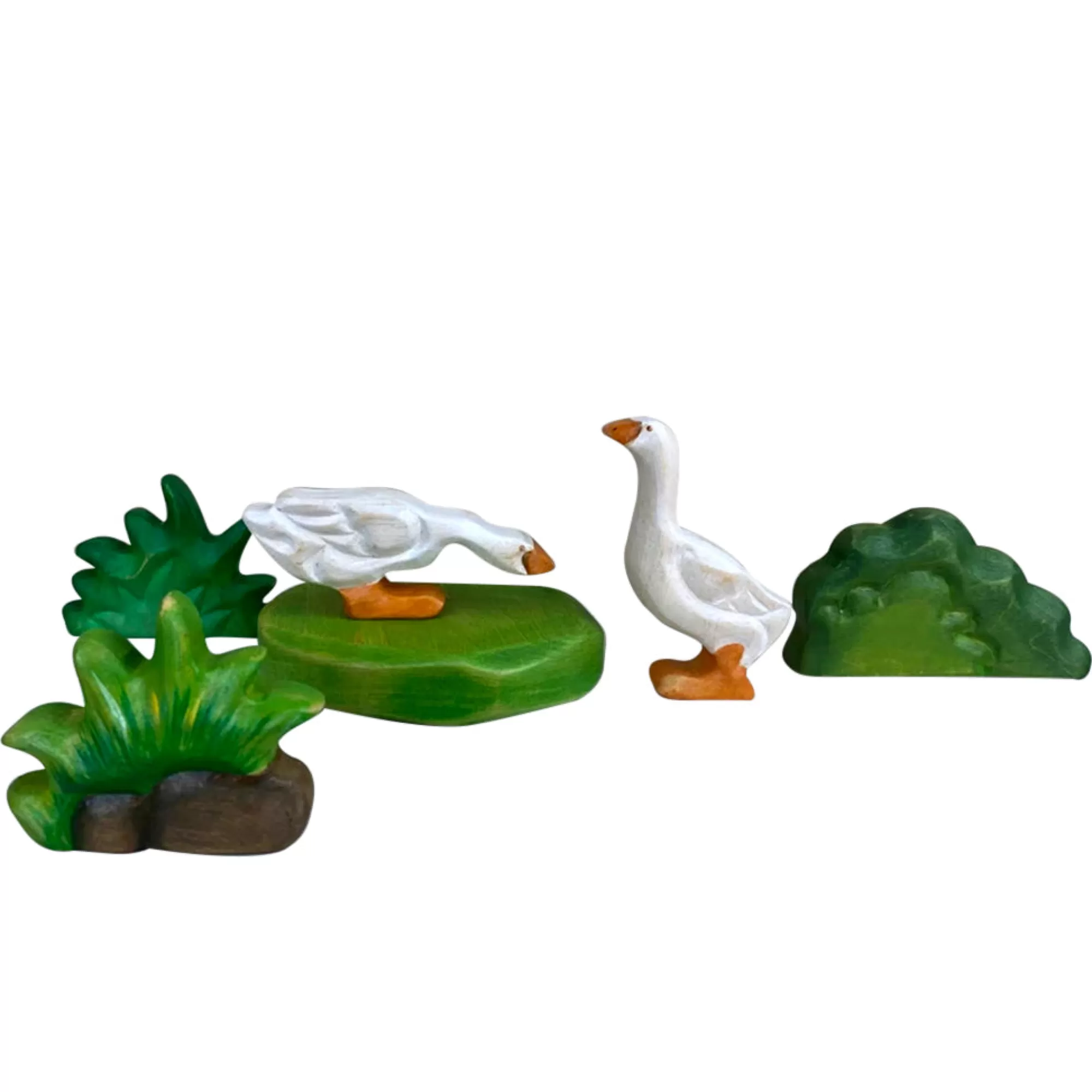 Green Taiga Farm Animals-Wooden Geese - Set Of 2