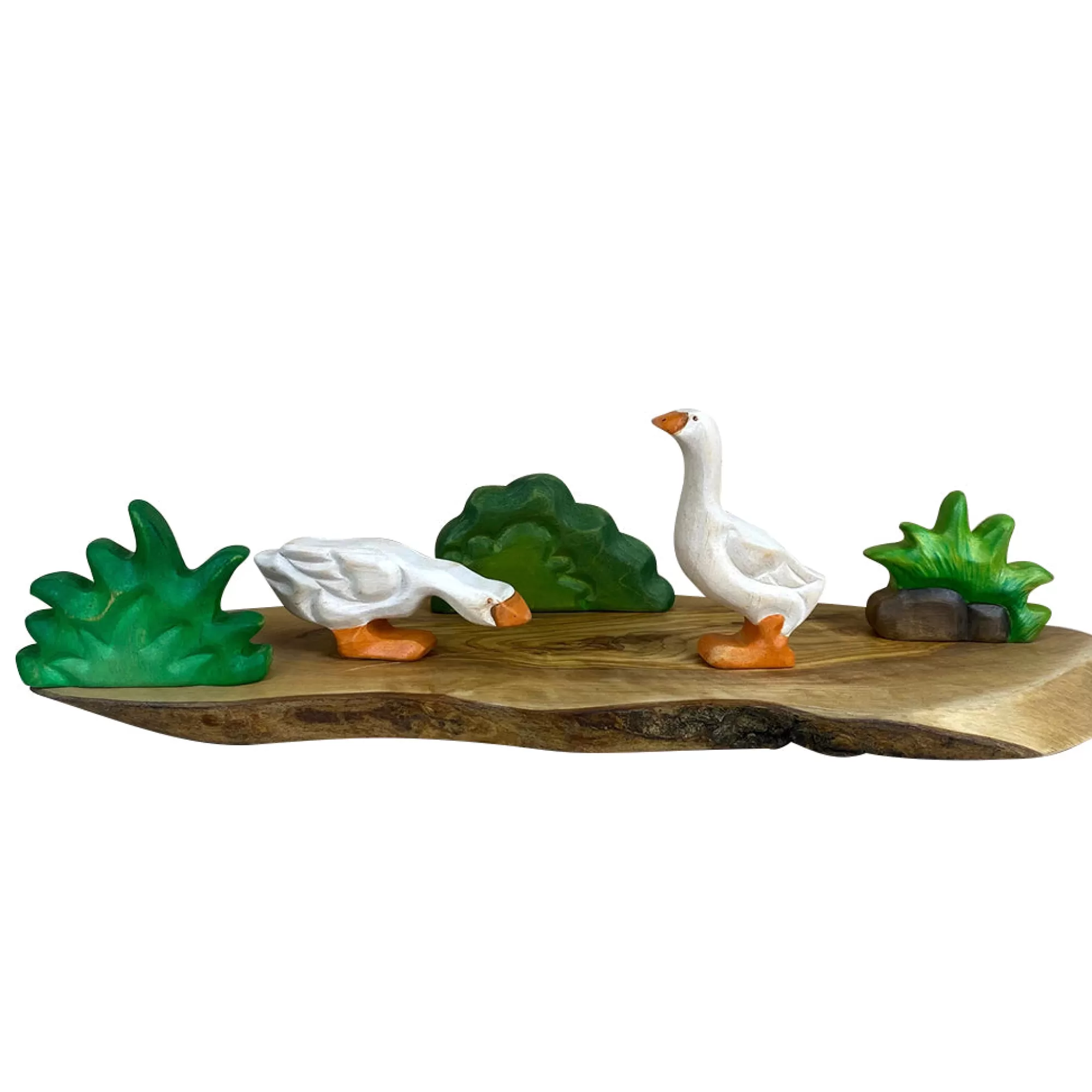 Green Taiga Farm Animals-Wooden Geese - Set Of 2