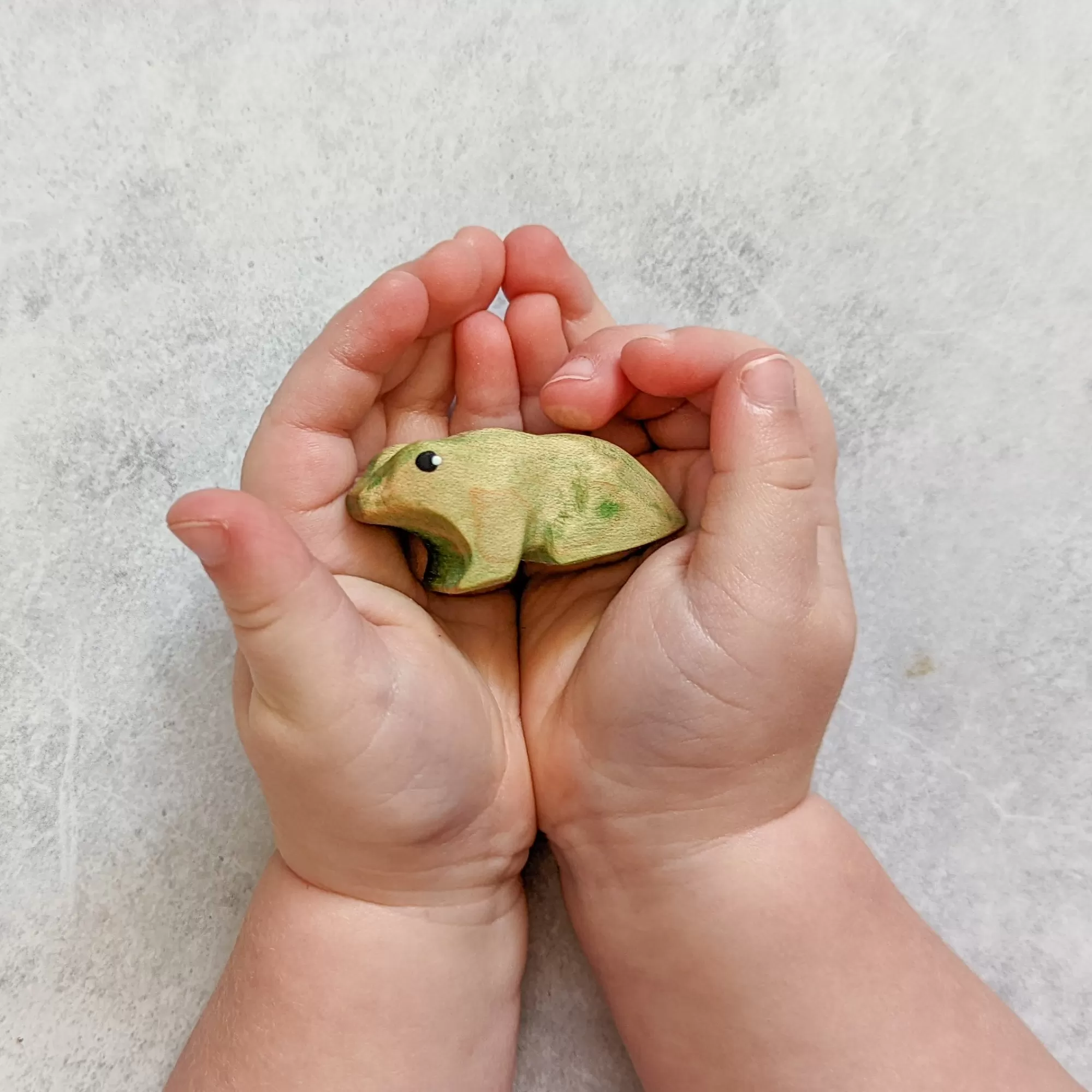 NOM Handcrafted Waldorf Inspired-Wooden Green Tree Frog