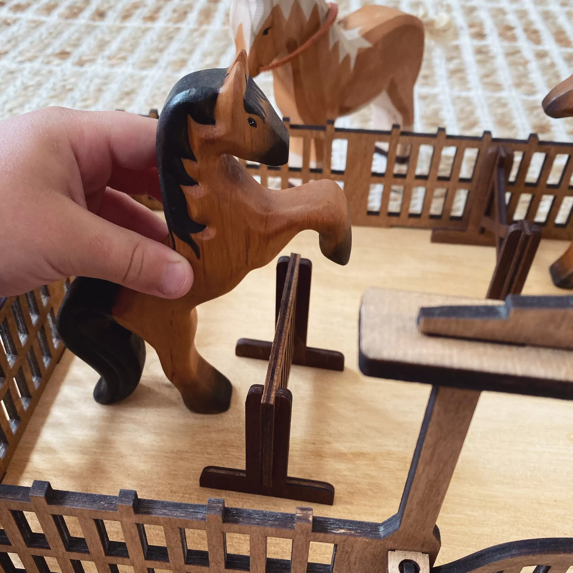 Green Taiga Farm Animals-Wooden Horse Jumping