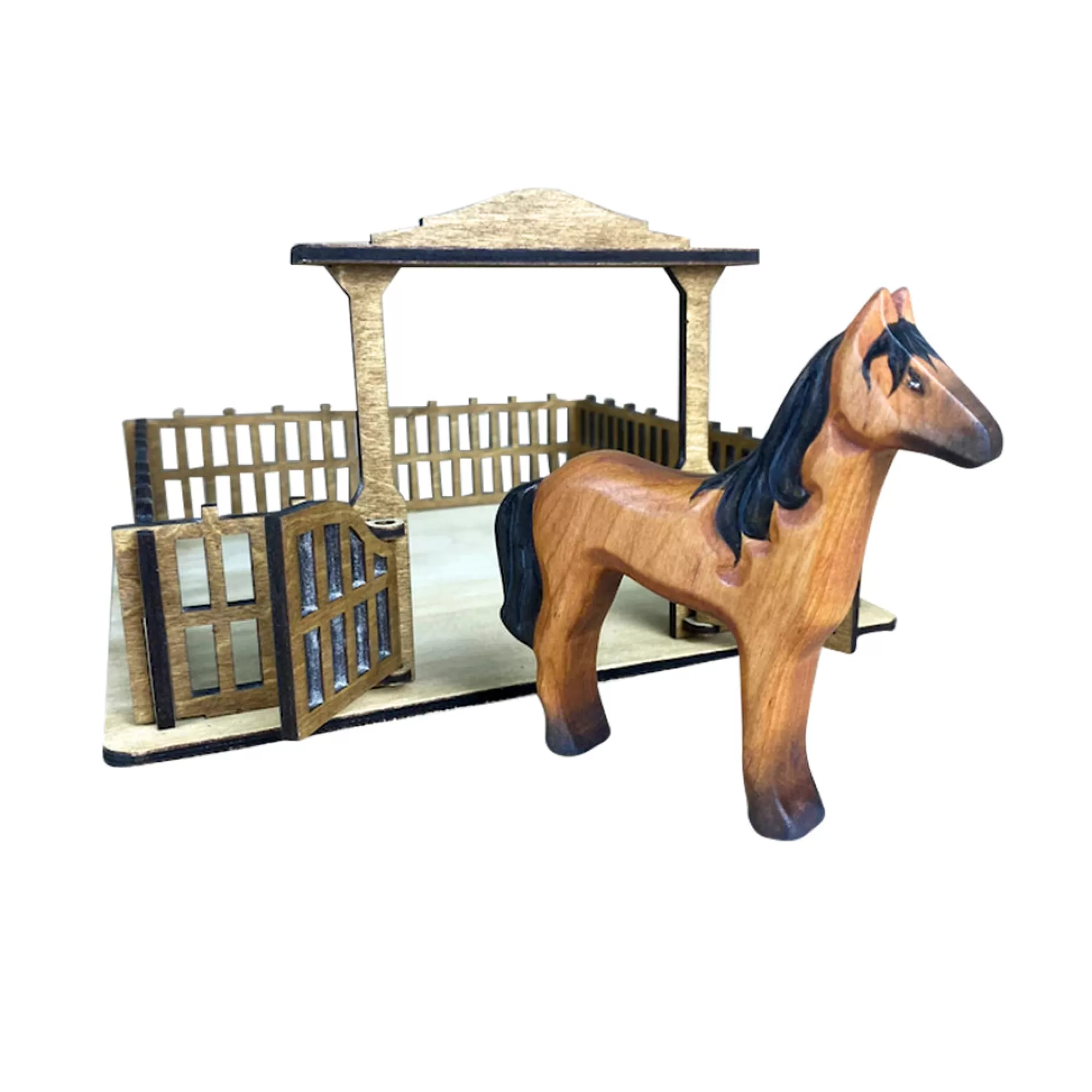 Green Taiga Farm Animals-Wooden Horse Standing