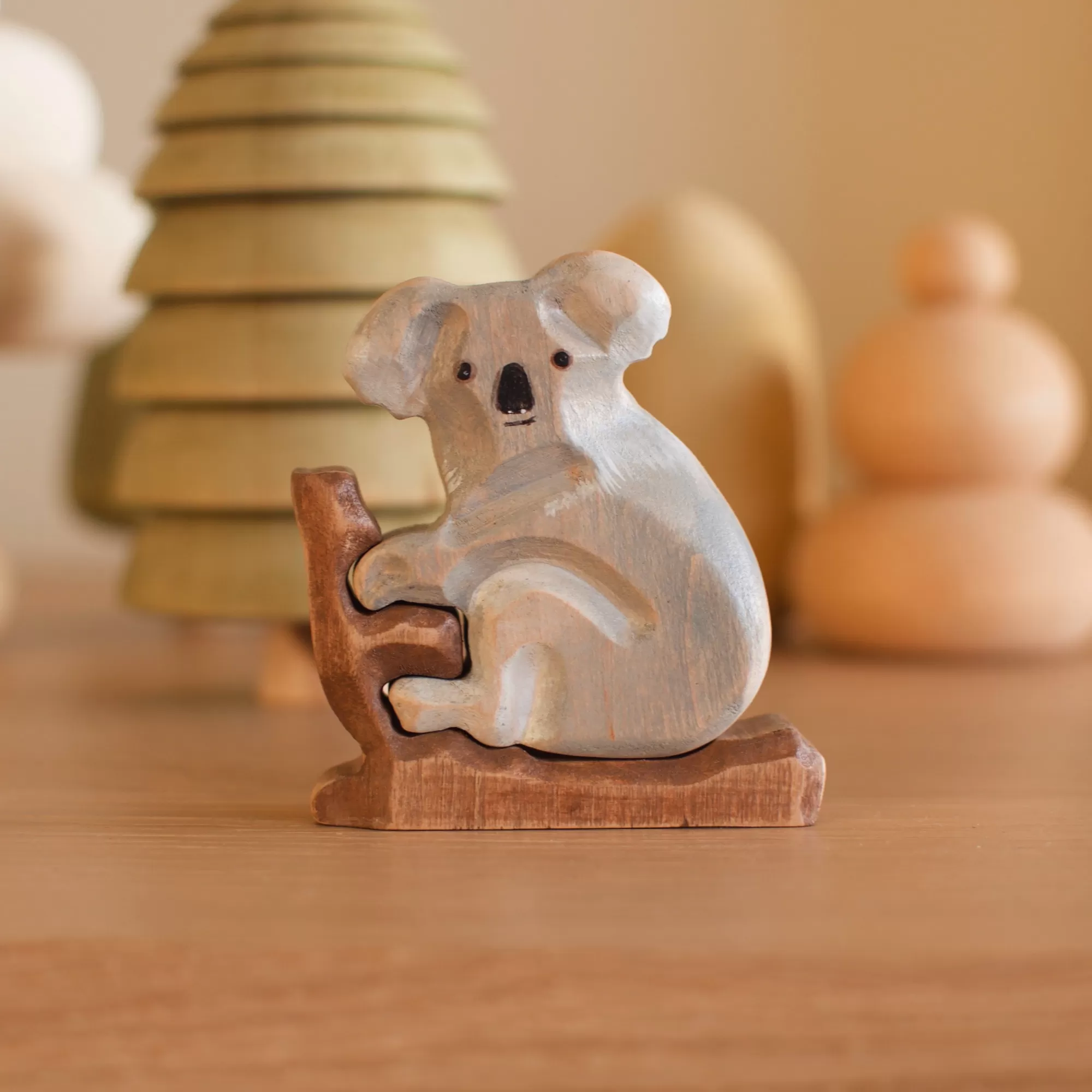 Green Taiga Australian Animals-Wooden Koala With Branch