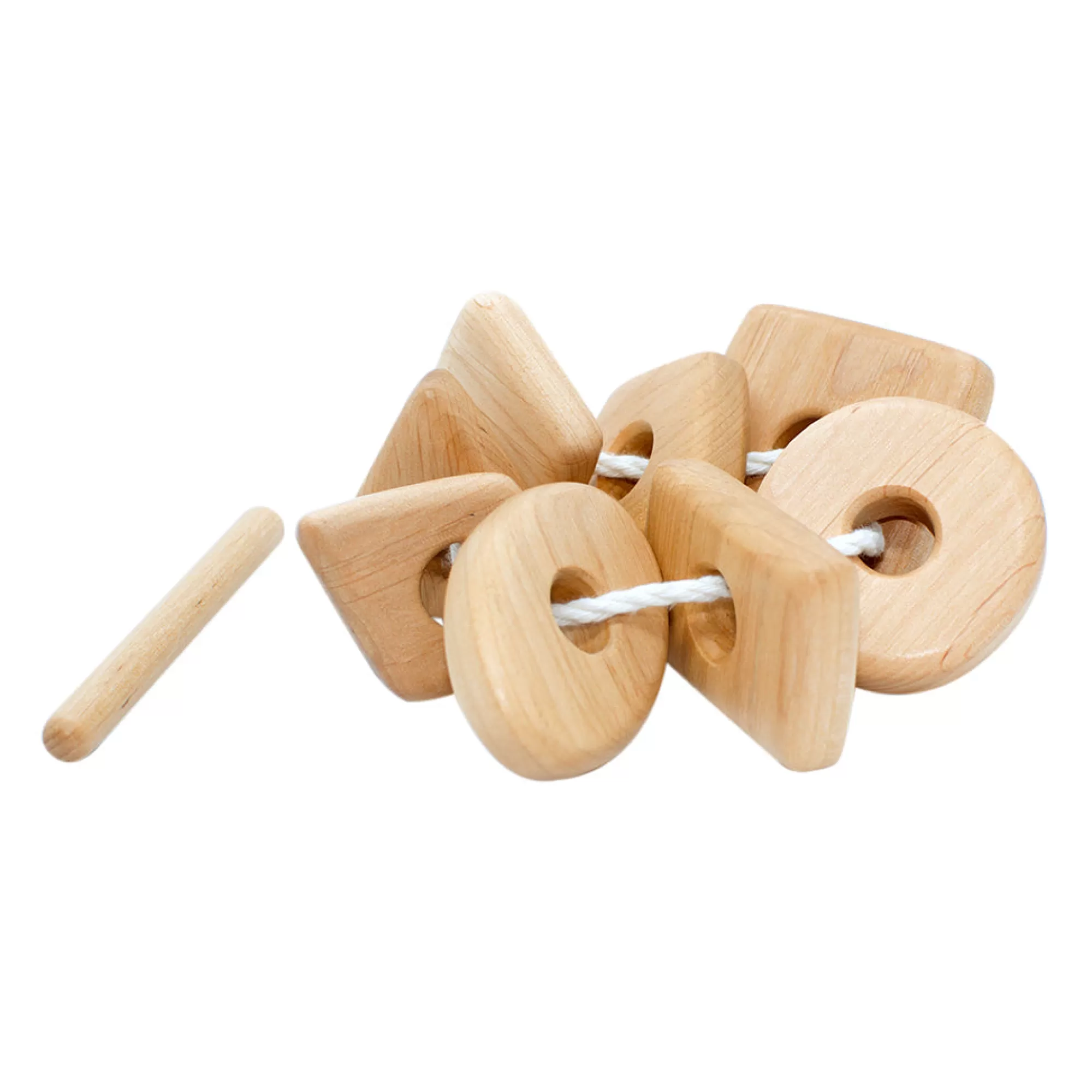 Wander Wood Co Lacing Toys-Wooden Lacing Toy With Geometric Shapes