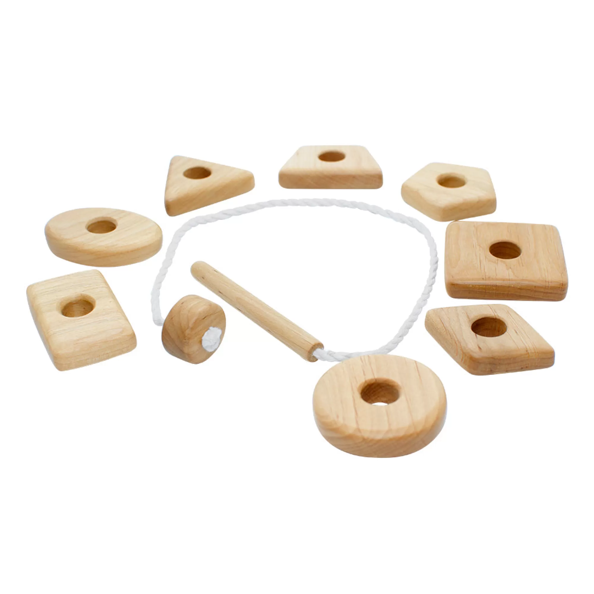 Wander Wood Co Lacing Toys-Wooden Lacing Toy With Geometric Shapes