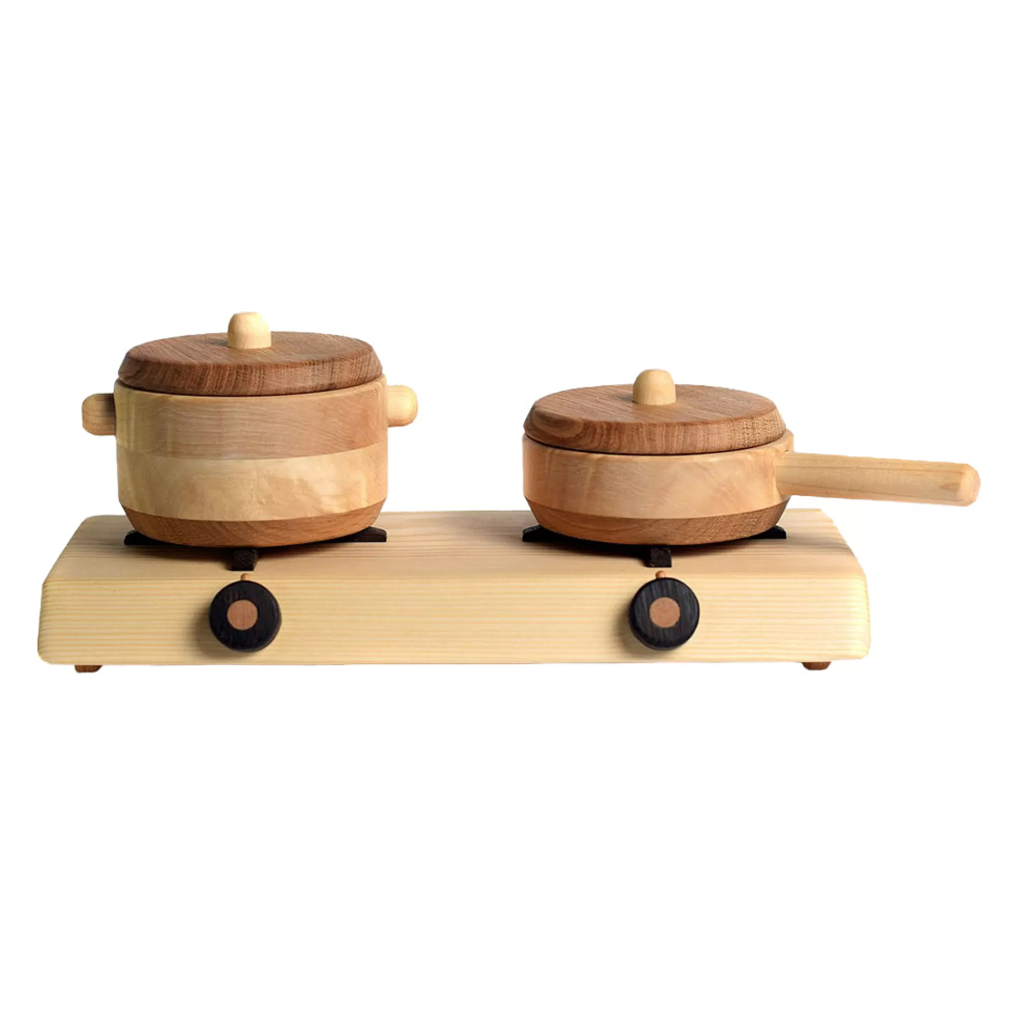 Bumbu Toys Kitchen Play-Wooden Large Pot & Pan With Lid (Arriving September)