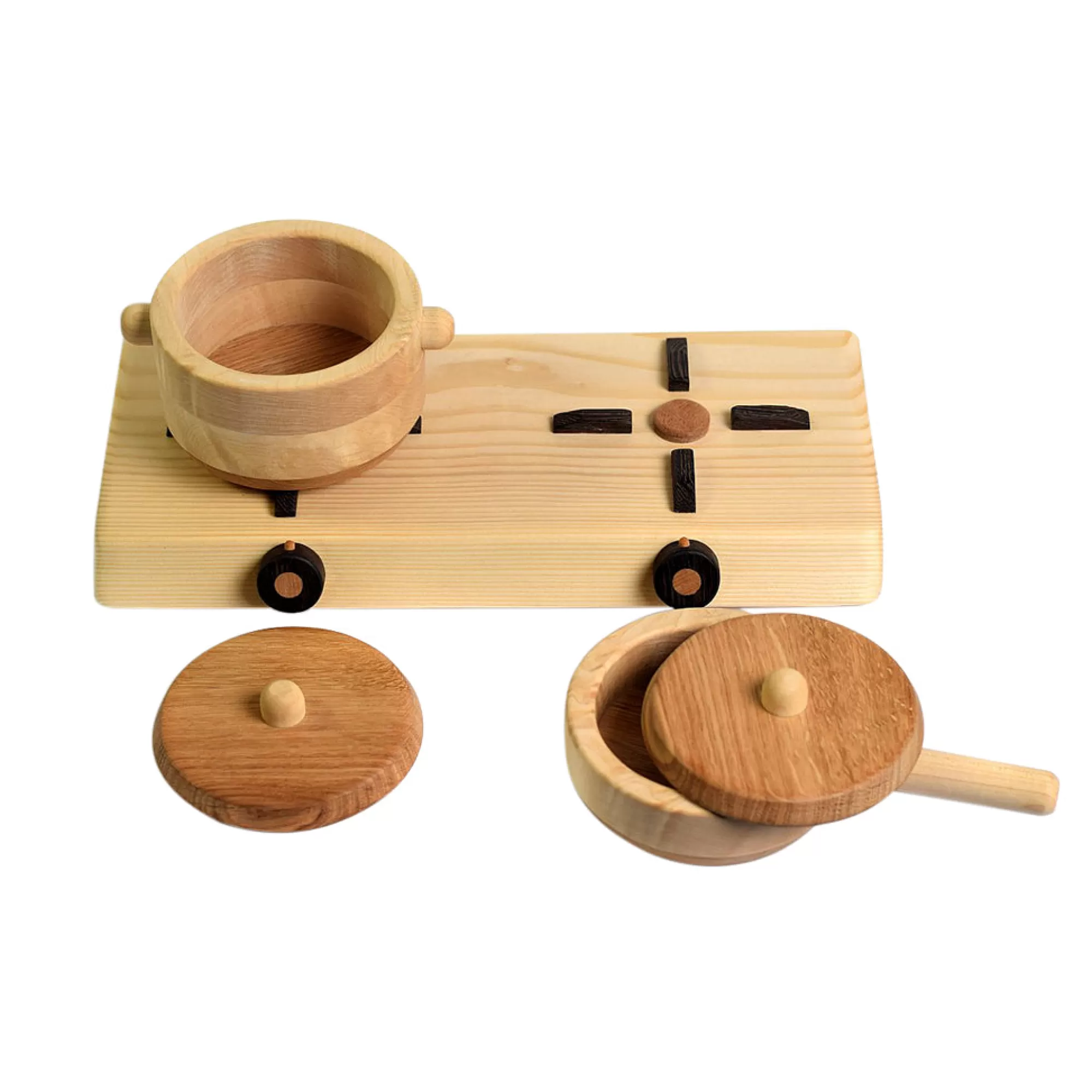 Bumbu Toys Kitchen Play-Wooden Large Pot & Pan With Lid (Arriving September)