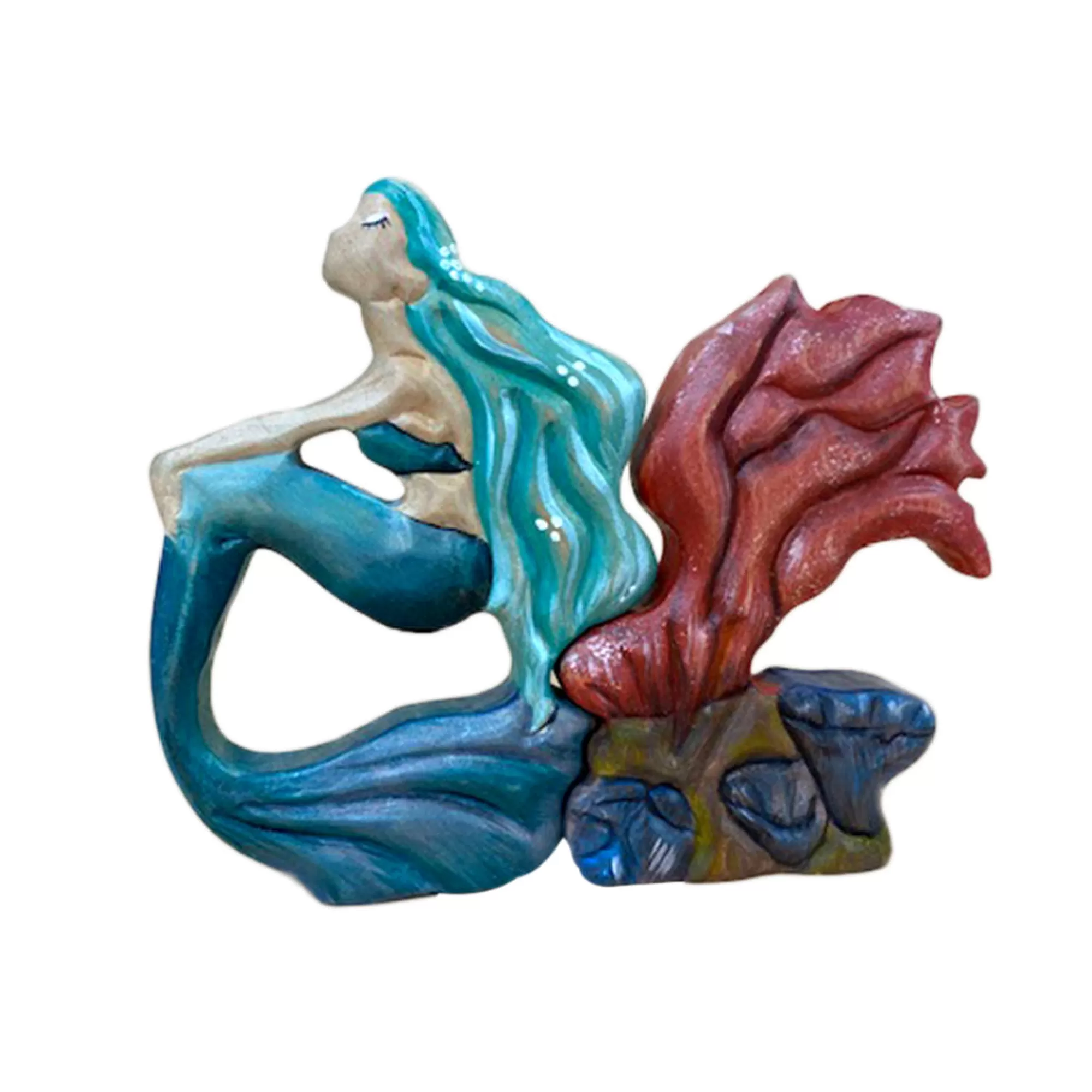 Green Taiga Stories & Tales-Wooden Mermaid With Coral Set