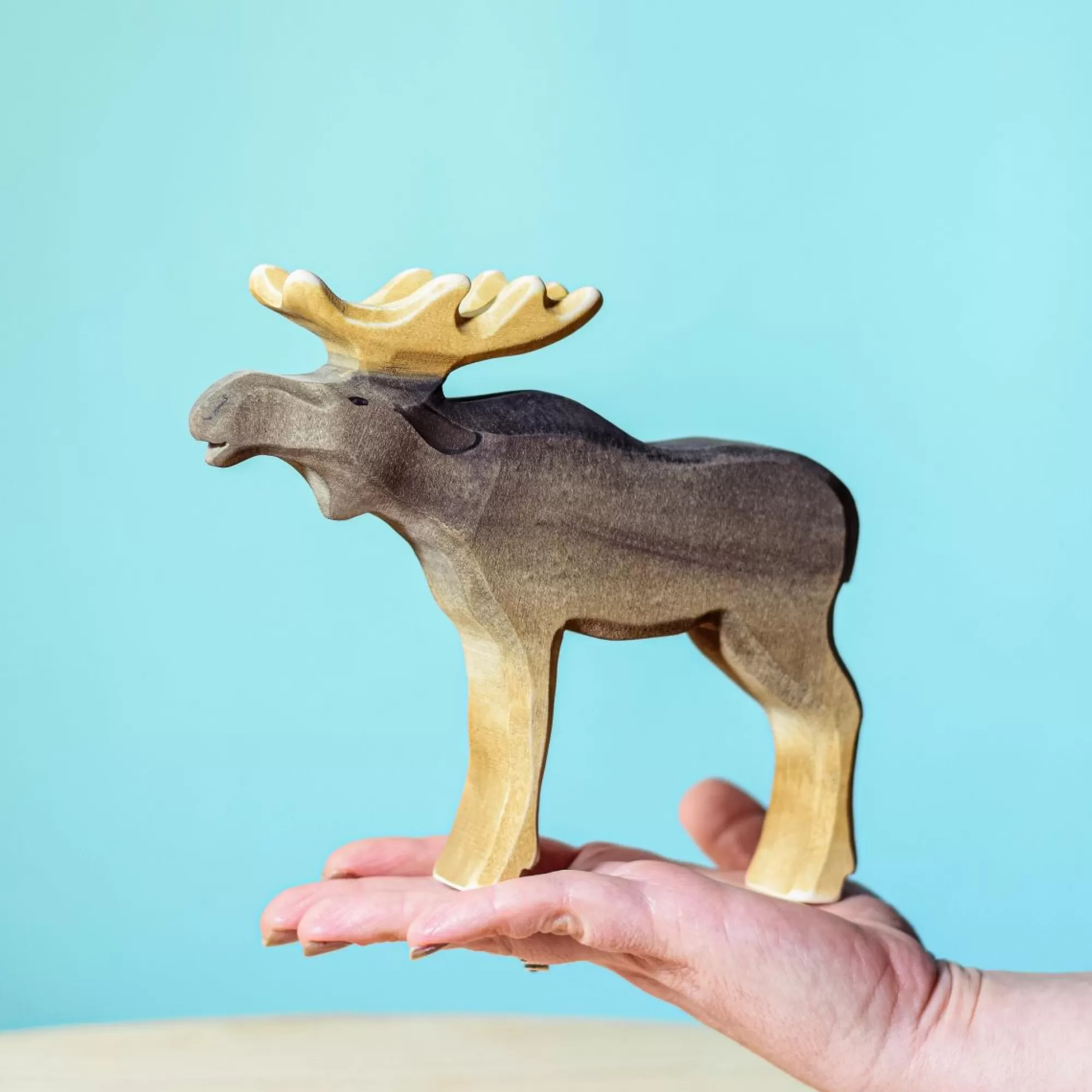 Bumbu Toys Waldorf Inspired-Wooden Moose - Bull