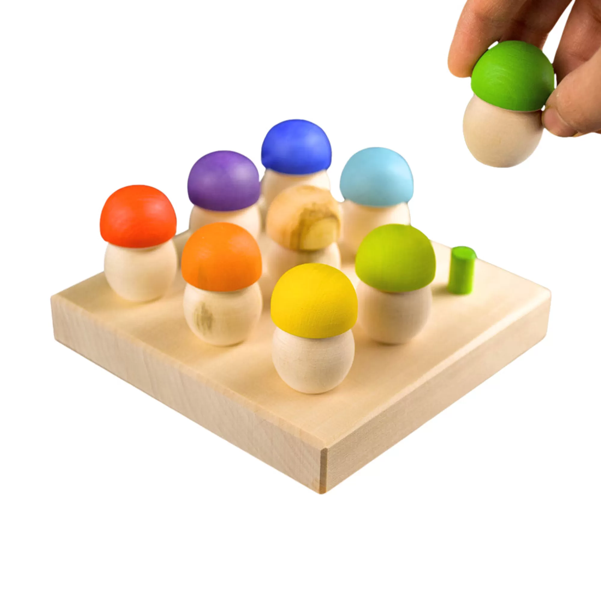 Wooden Educational Toy Montessori Toys-Wooden Mushroom Sorting Game - Rainbow