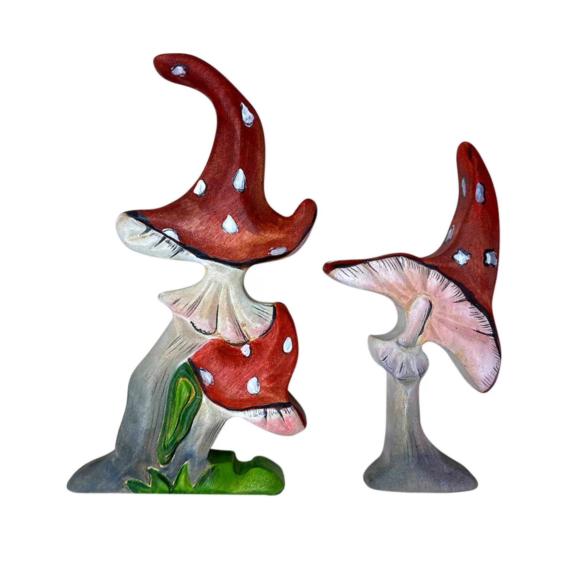 Green Taiga Stories & Tales-Wooden Mushrooms - Set Of 2