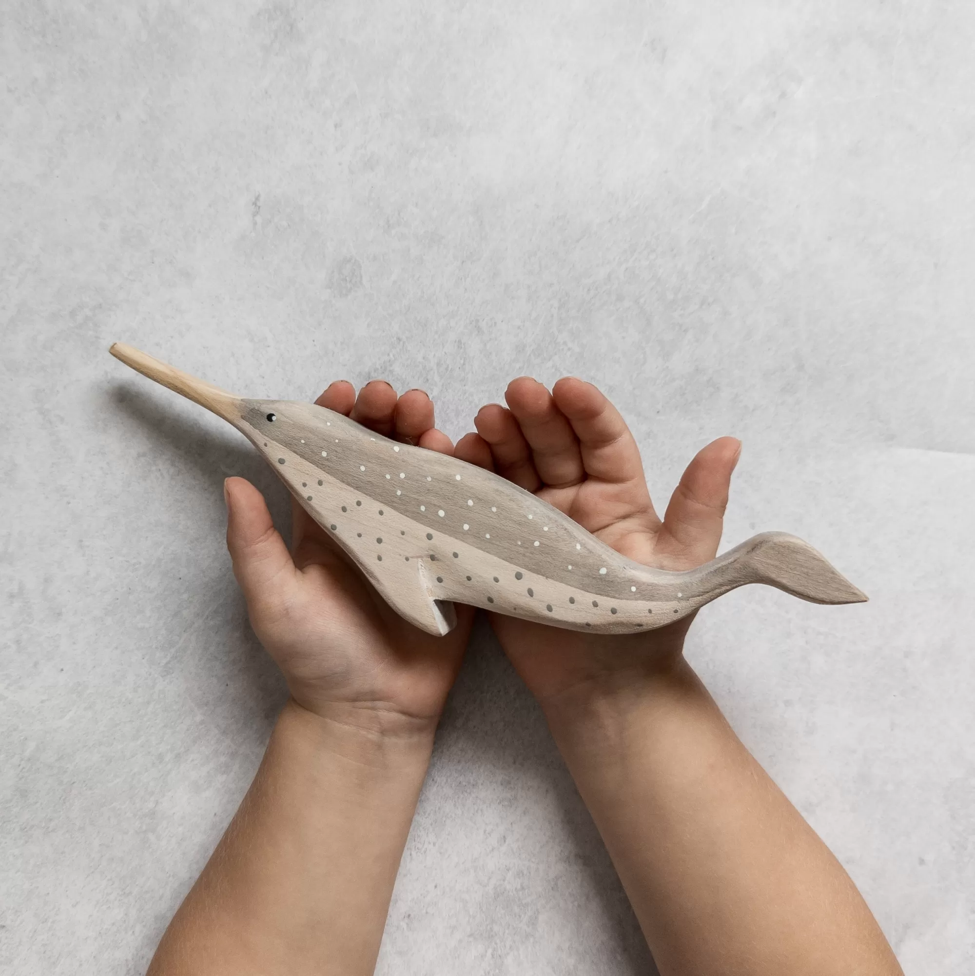 NOM Handcrafted Waldorf Inspired-Wooden Narwhal