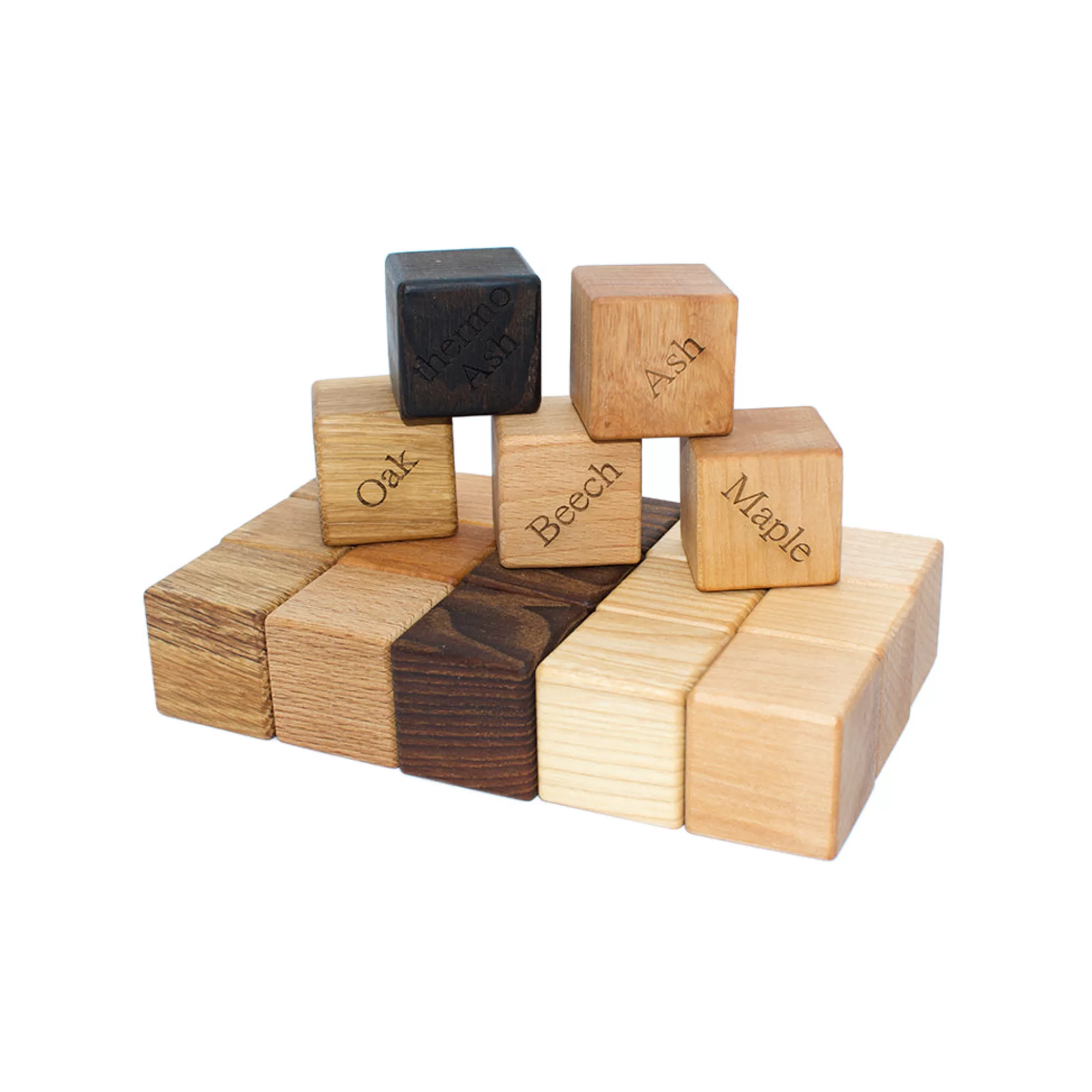 Wooden Educational Toy Building Blocks-Wooden Natural Building Blocks - 20 Pieces