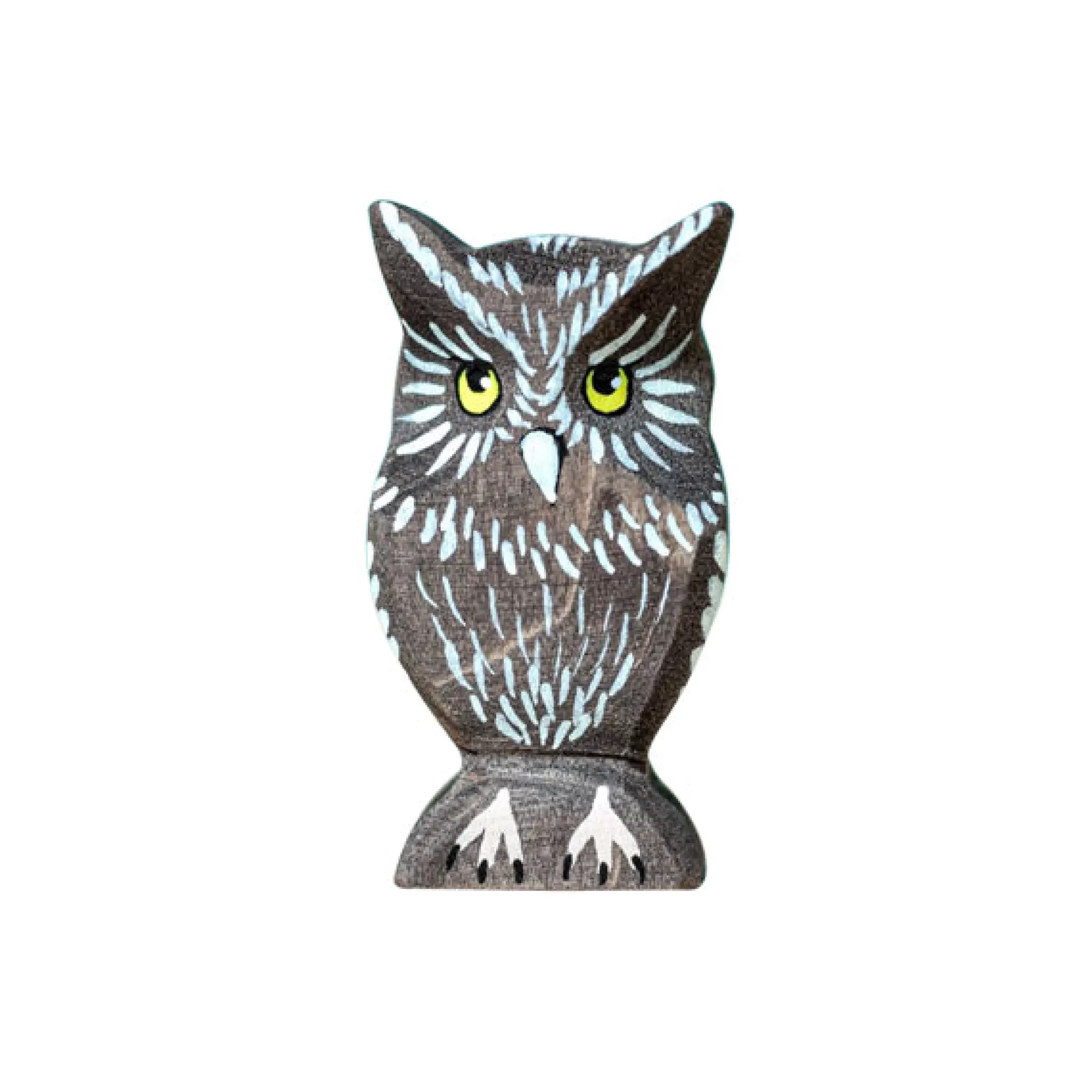 Bumbu Toys Forest Animals-Wooden Owl Figure - Grey