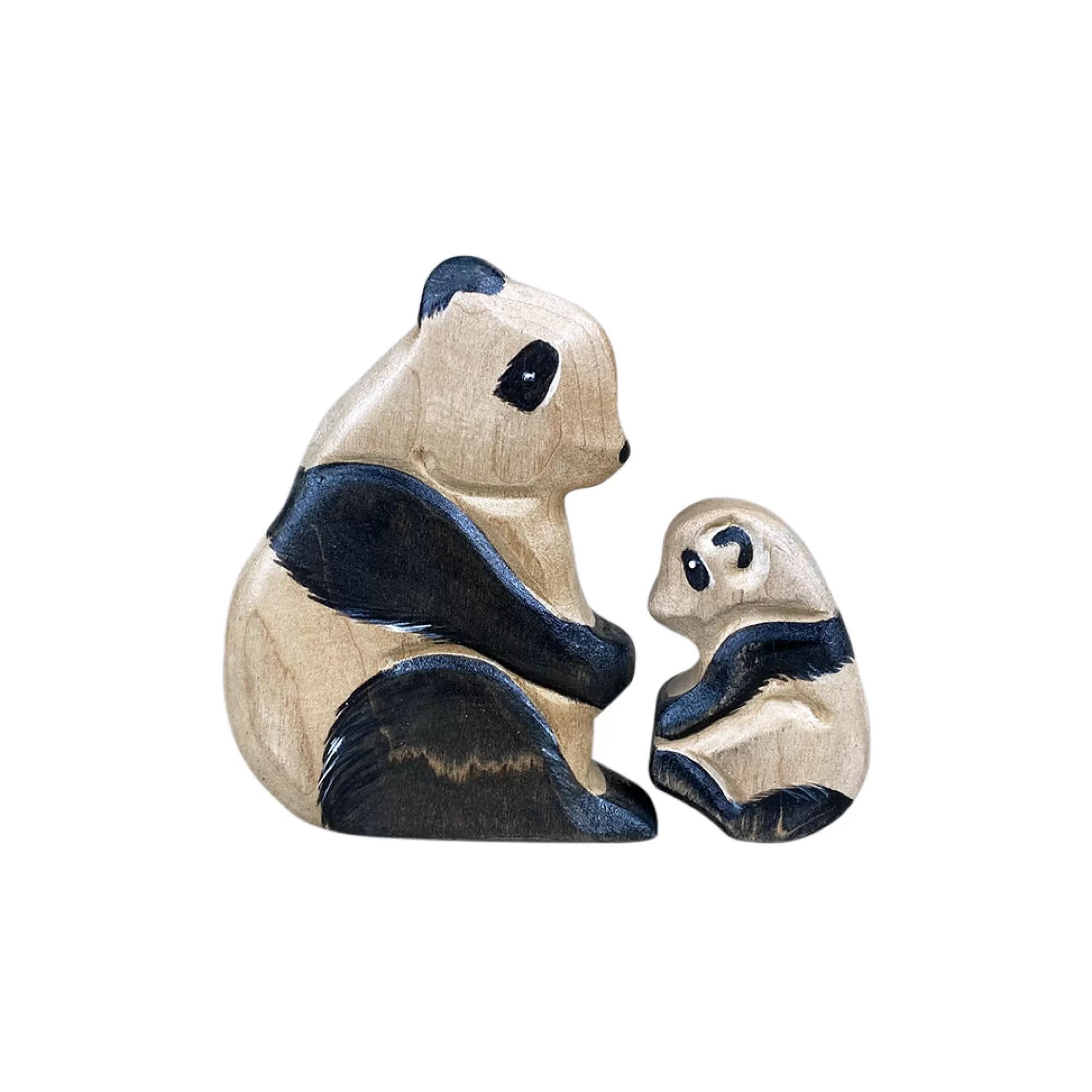 Green Taiga Forest Animals-Wooden Panda Mum & Cub