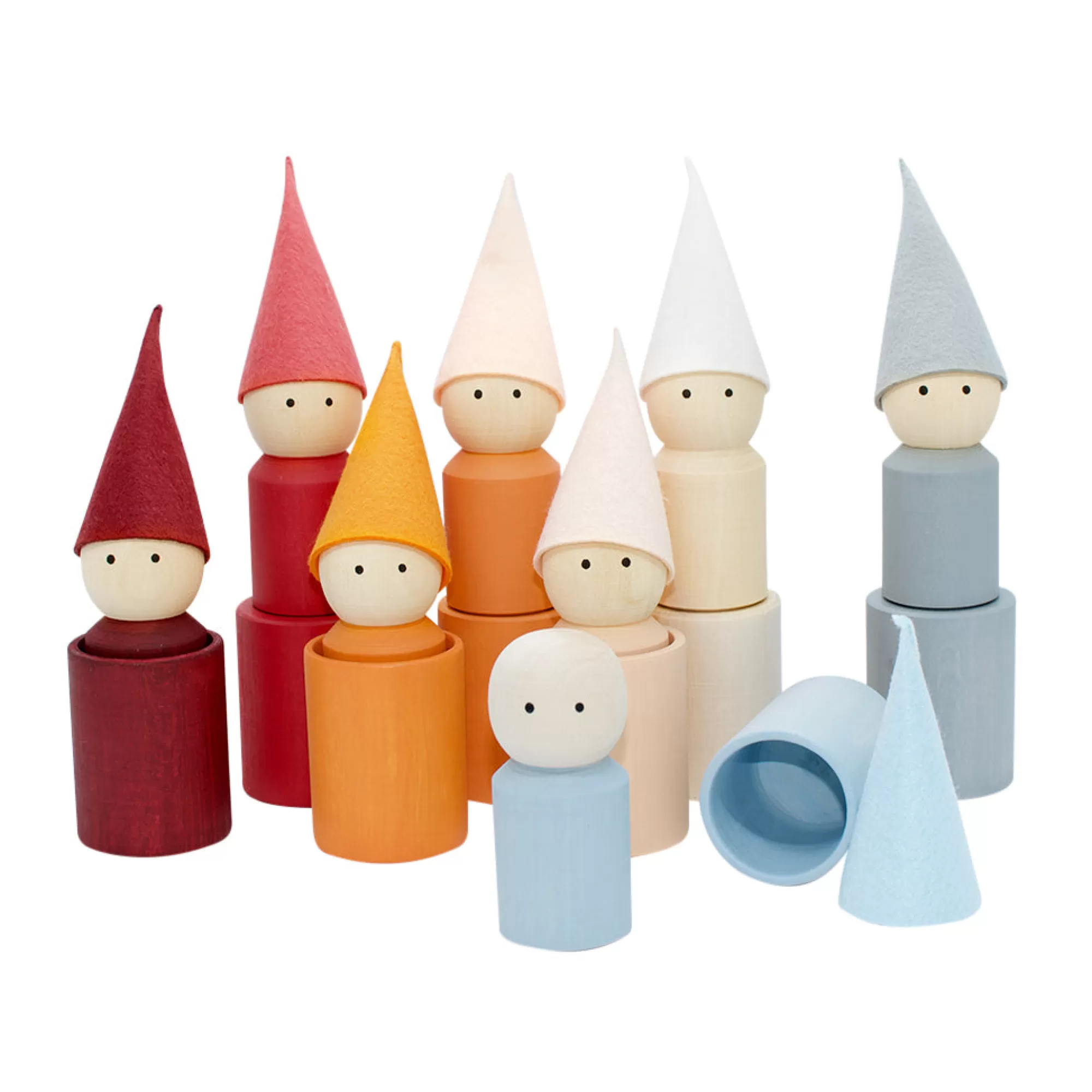 Wooden Educational Toy Montessori Toys-Wooden Peg Dolls With Cups - Sunrise