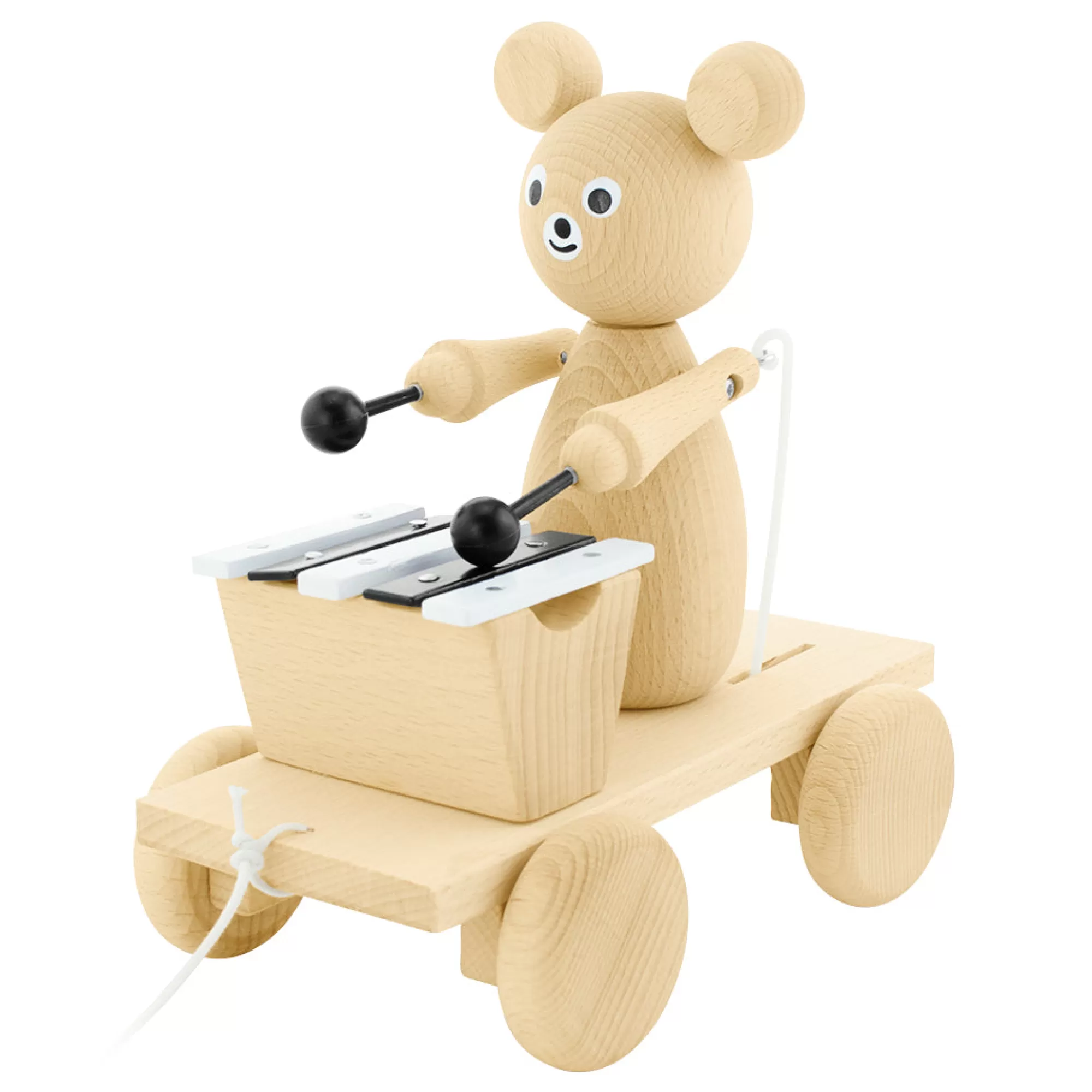 Miva Vacov Musical Toys-Wooden Pull Along Bear With Xylophone - Baxter