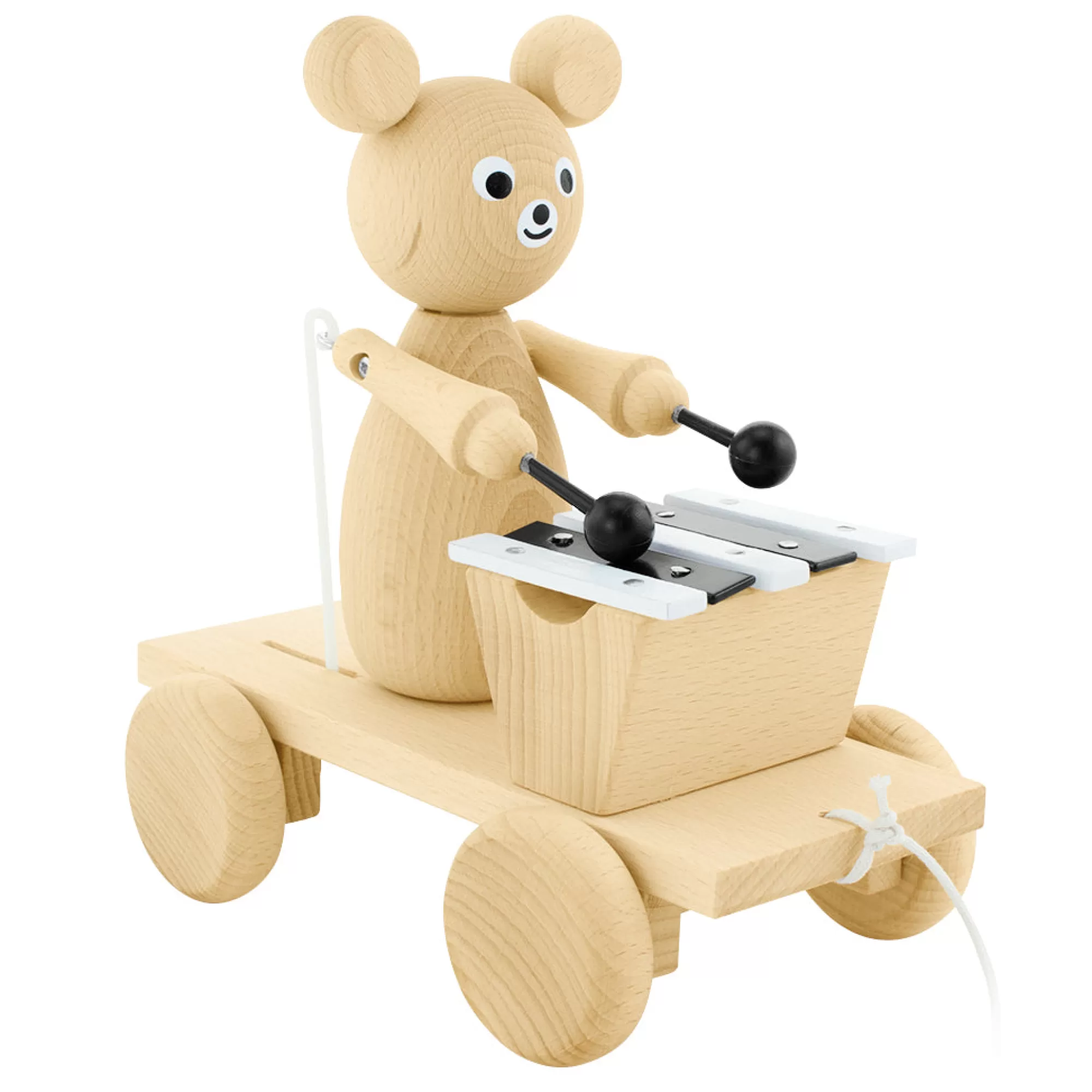 Miva Vacov Musical Toys-Wooden Pull Along Bear With Xylophone - Baxter