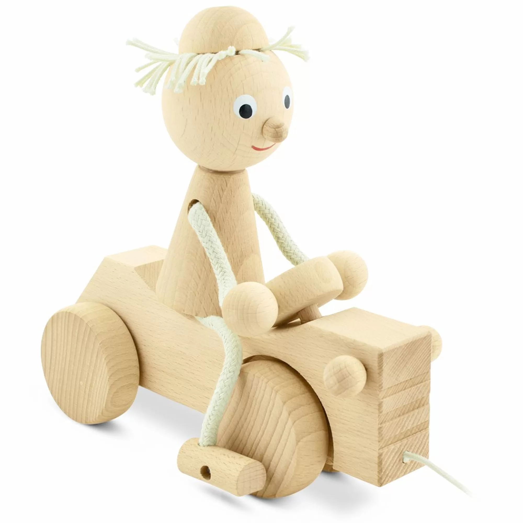 Miva Vacov Push & Pull Along-Wooden Pull Along Boy With Tractor - Ernest