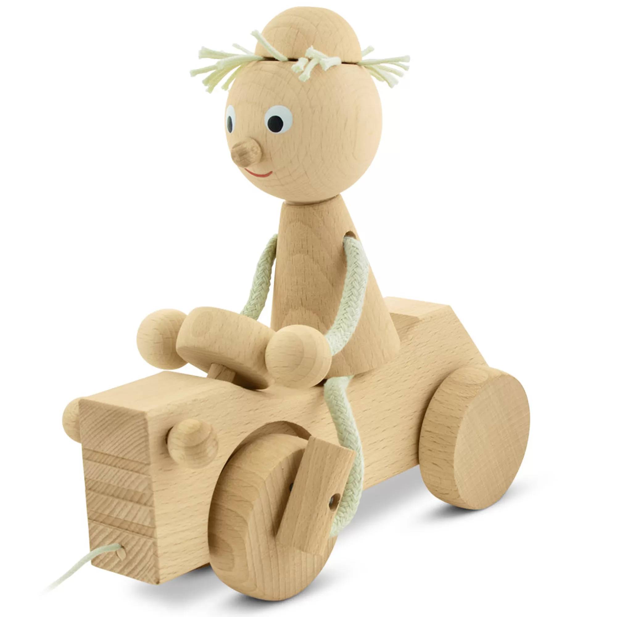 Miva Vacov Push & Pull Along-Wooden Pull Along Boy With Tractor - Ernest