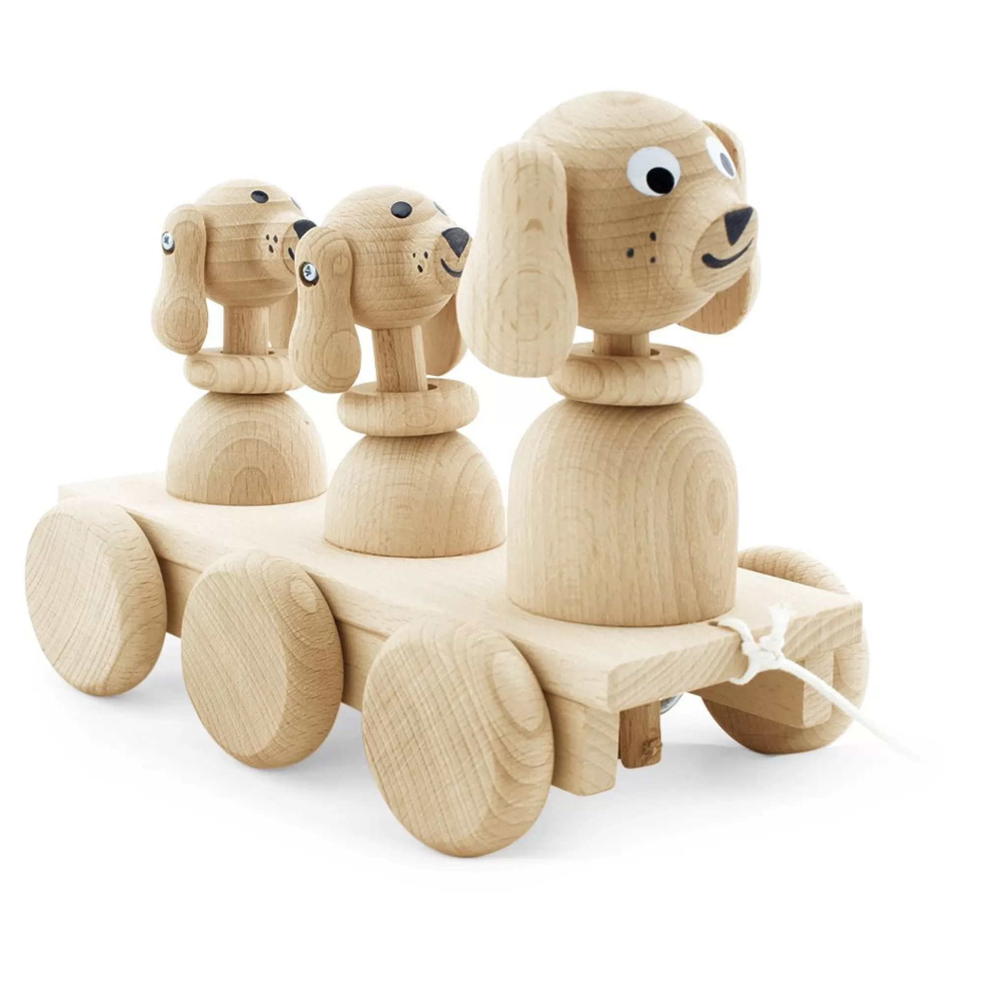 Miva Vacov Push & Pull Along-Wooden Pull Along Dog Family