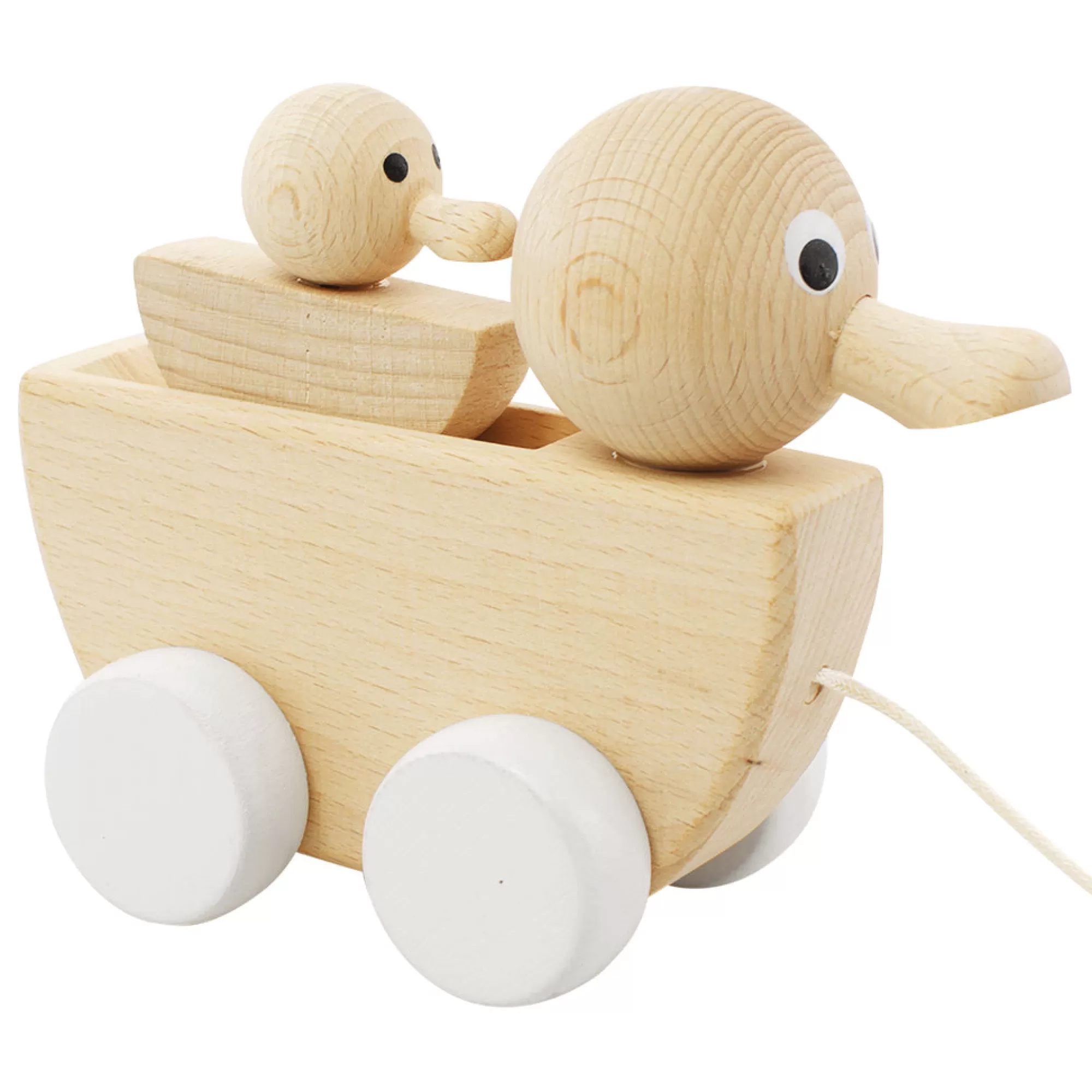 Miva Vacov Push & Pull Along-Wooden Pull Along Duck With Duckling - Gretel