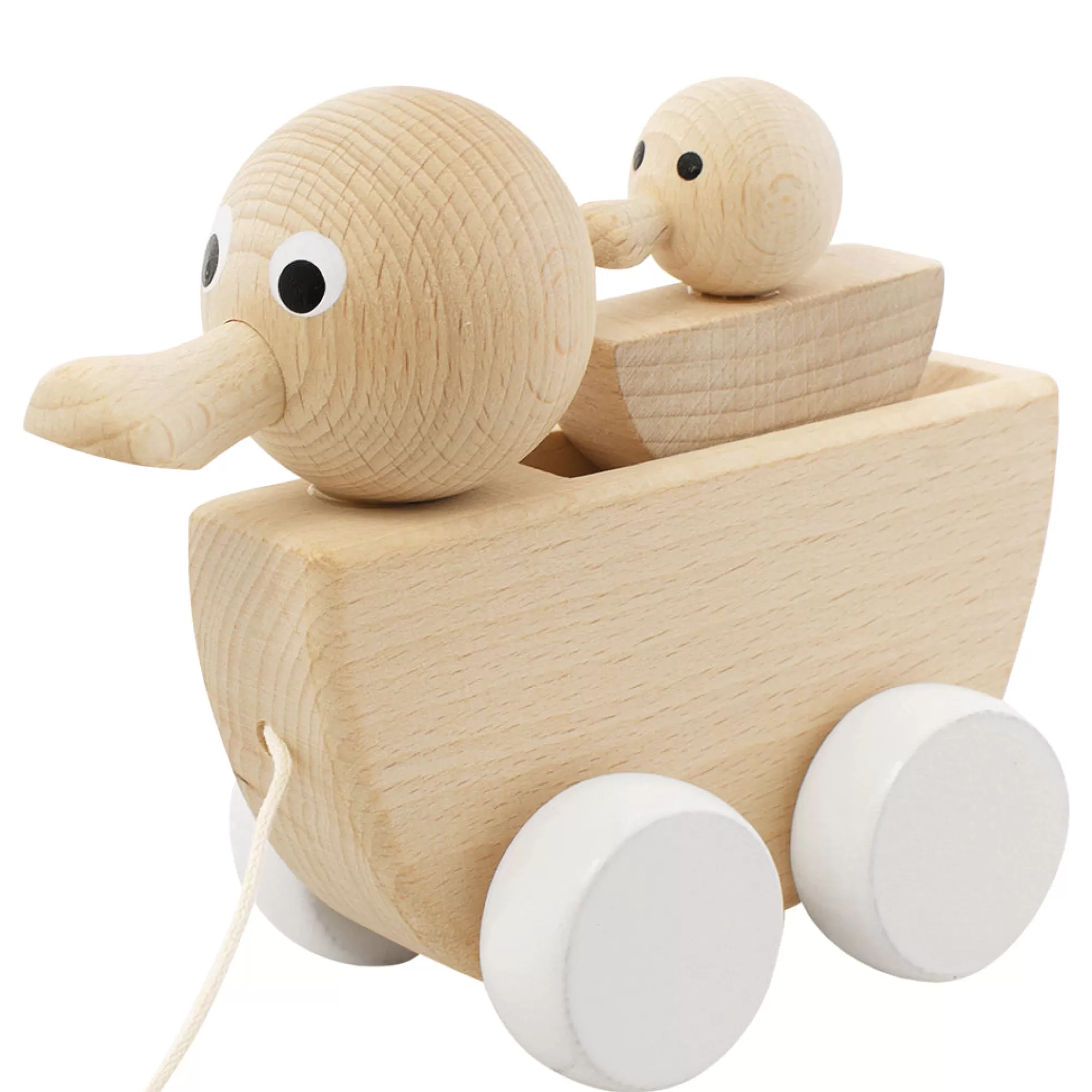 Miva Vacov Push & Pull Along-Wooden Pull Along Duck With Duckling - Gretel