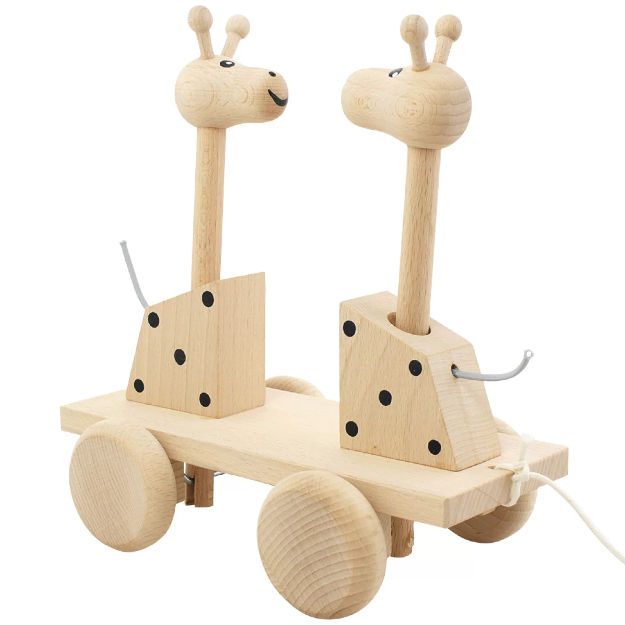 Miva Vacov Push & Pull Along-Wooden Pull Along Giraffes - Damien & Desmond