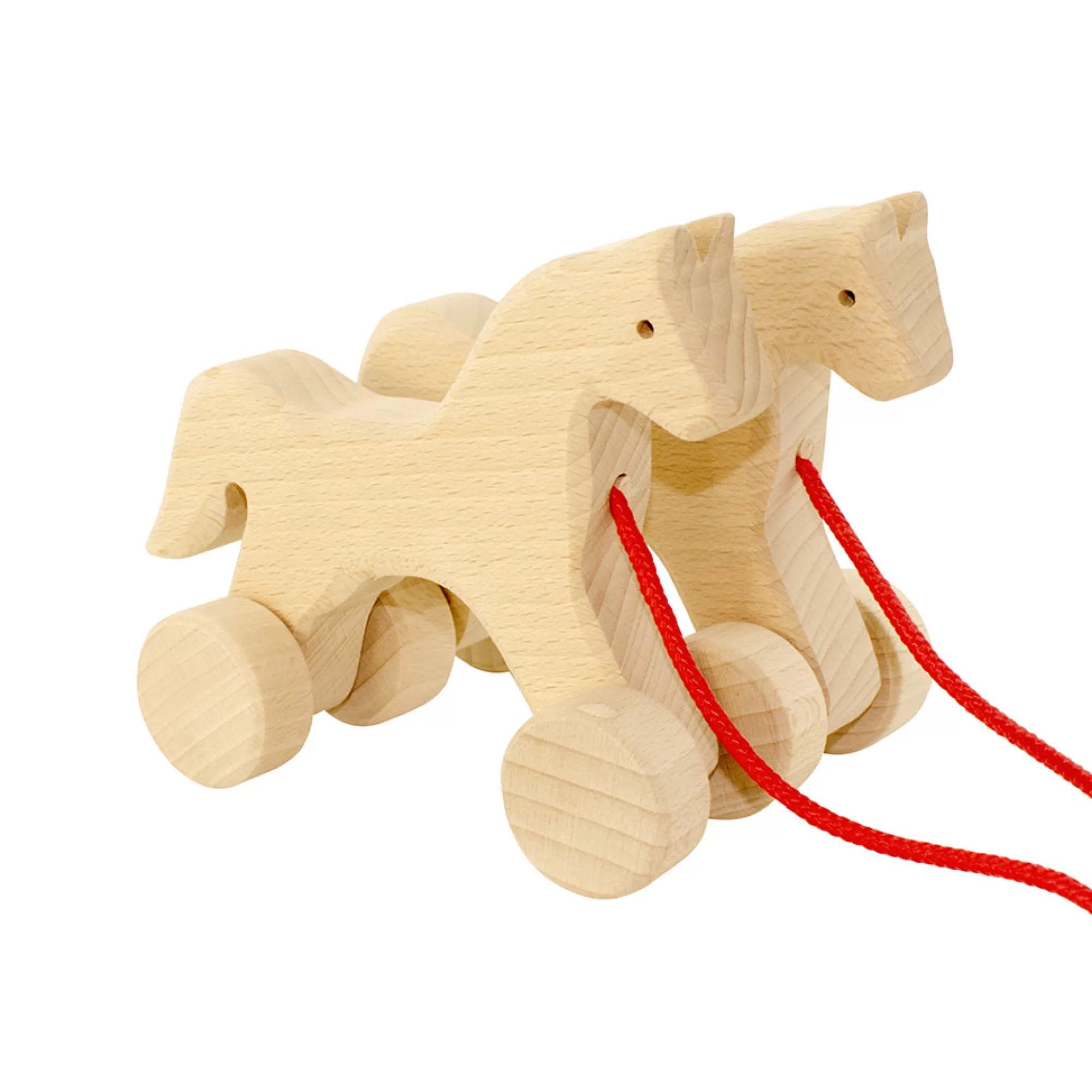 Jasio Push & Pull Along-Wooden Pull Along Horse Duo - Archer & Dawn