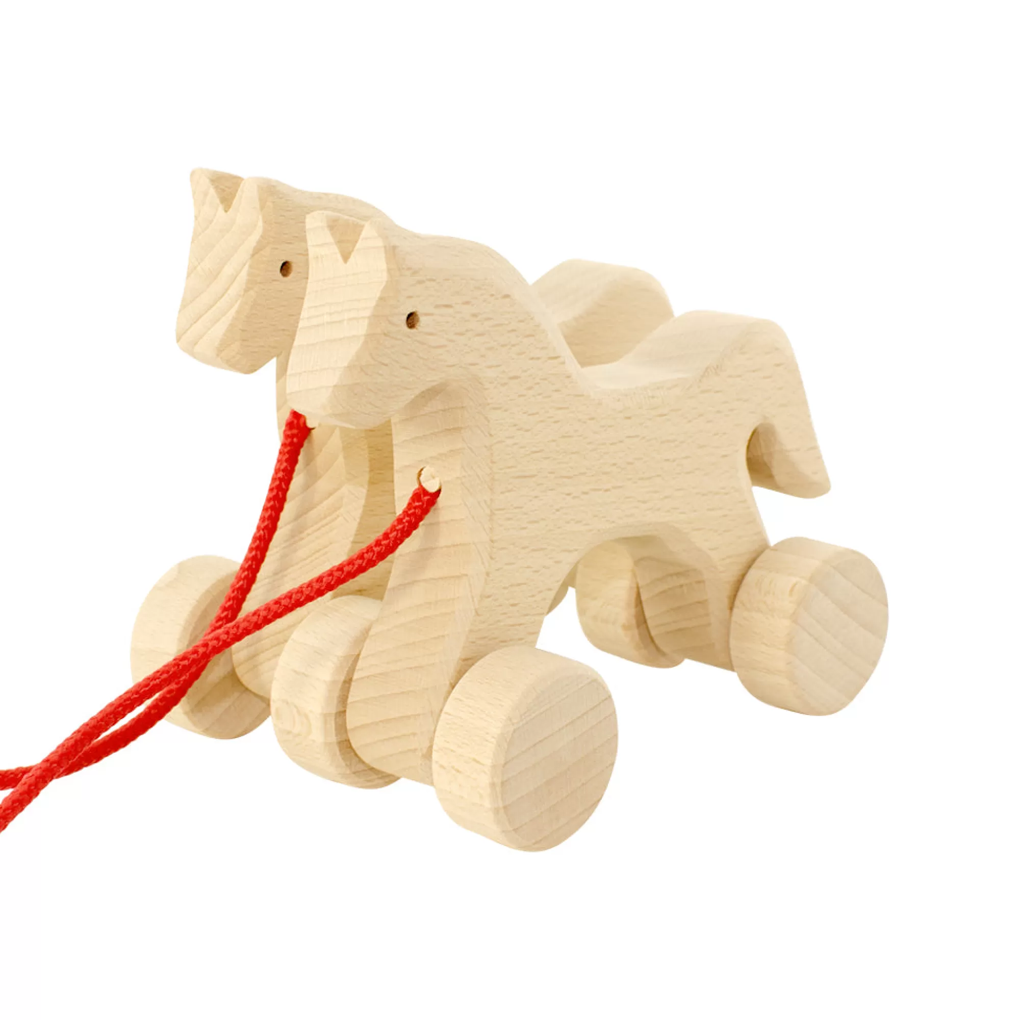 Jasio Push & Pull Along-Wooden Pull Along Horse Duo - Archer & Dawn