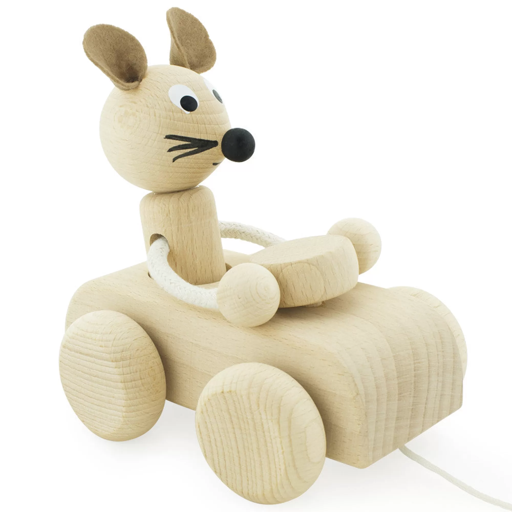 Miva Vacov Push & Pull Along-Wooden Pull Along Mouse - Albert