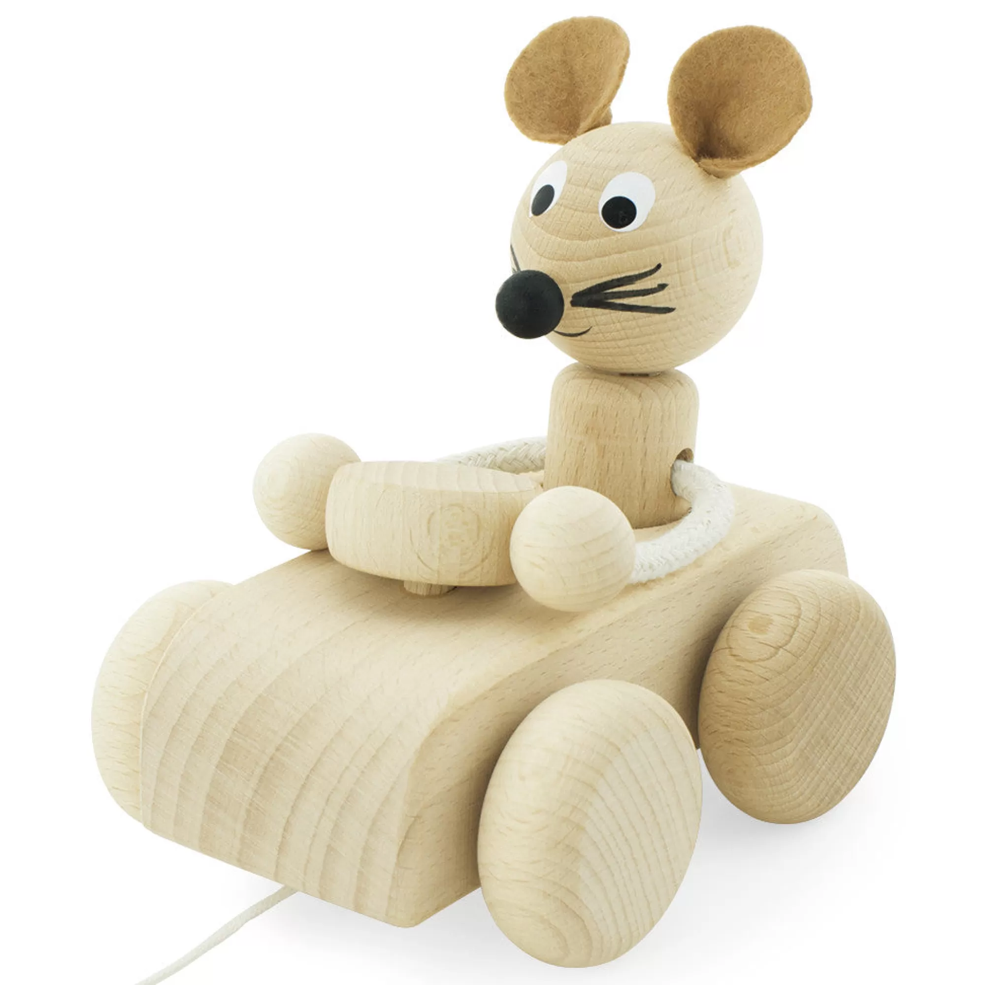 Miva Vacov Push & Pull Along-Wooden Pull Along Mouse - Albert