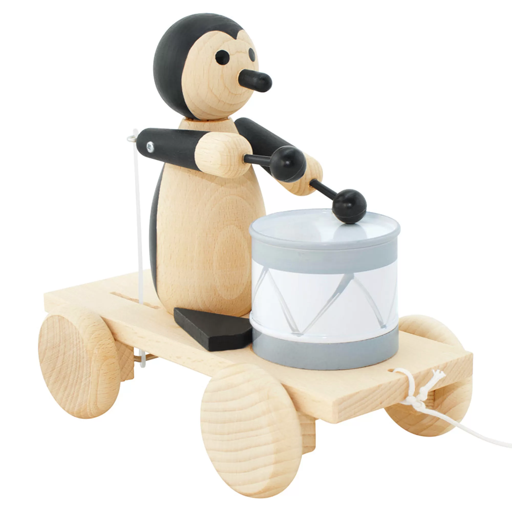 Miva Vacov Musical Toys-Wooden Pull Along Penguin With Drum - Piper