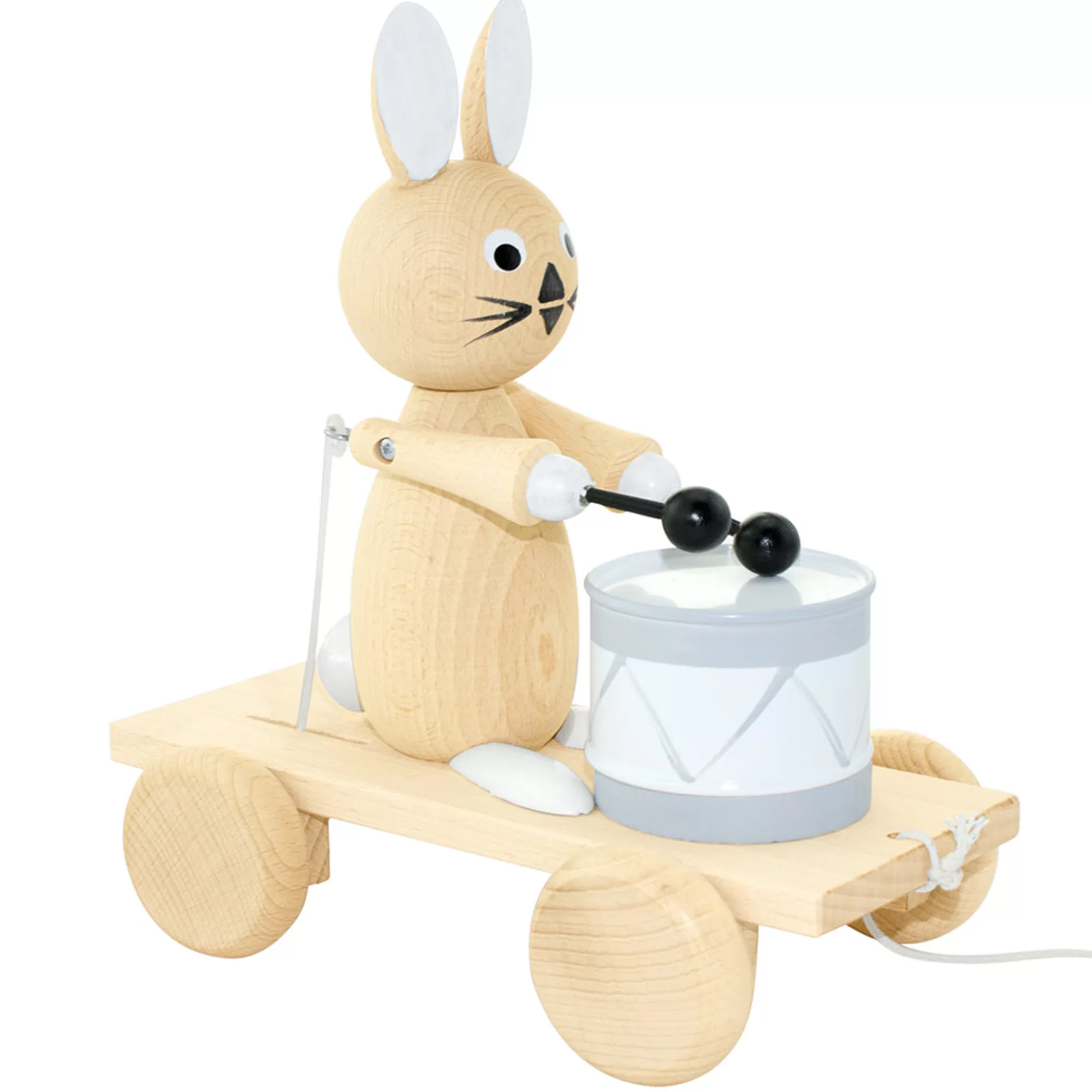 Miva Vacov Musical Toys-Wooden Pull Along Rabbit With Drum - Mabel