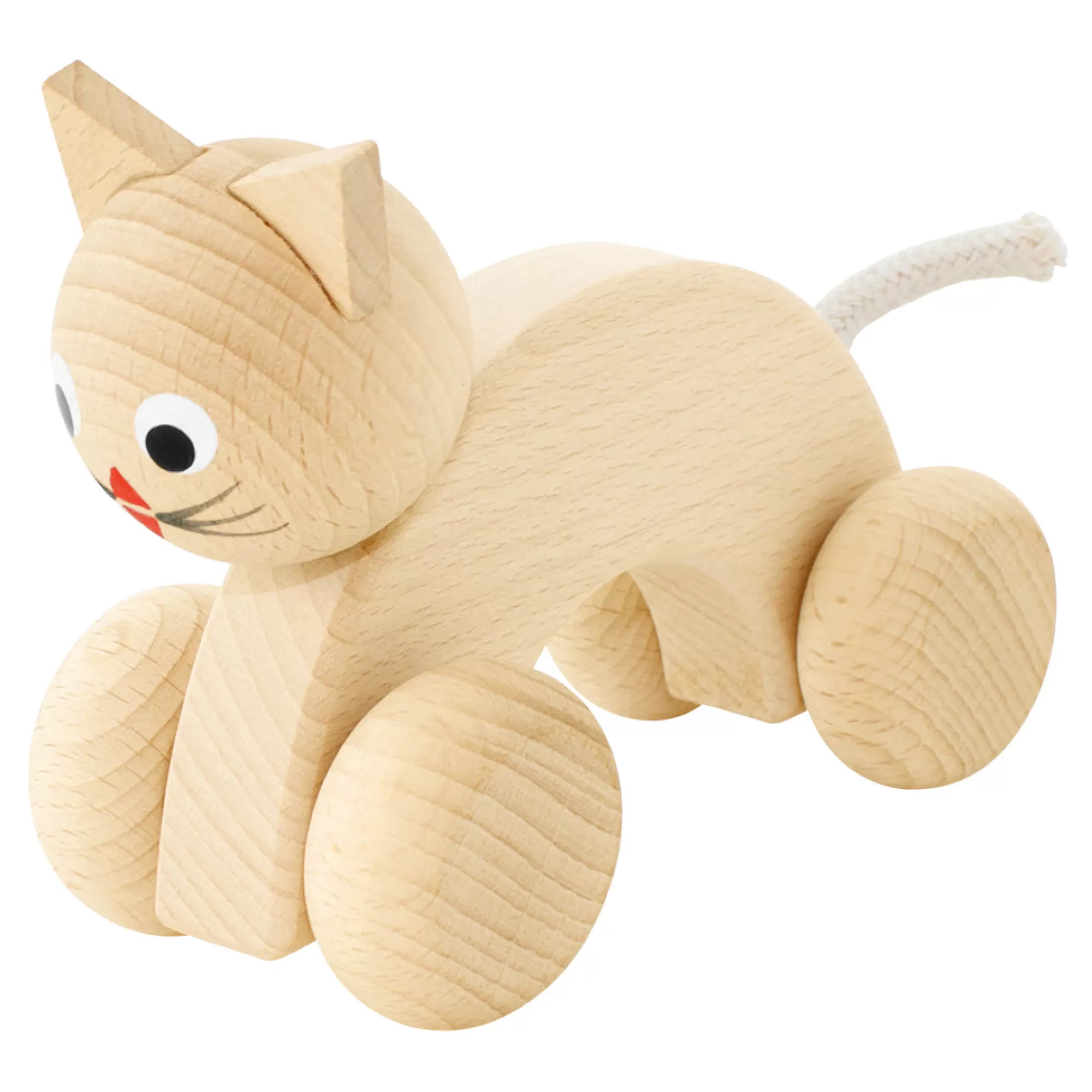 Miva Vacov Push & Pull Along-Wooden Push Along Cat - Kitty