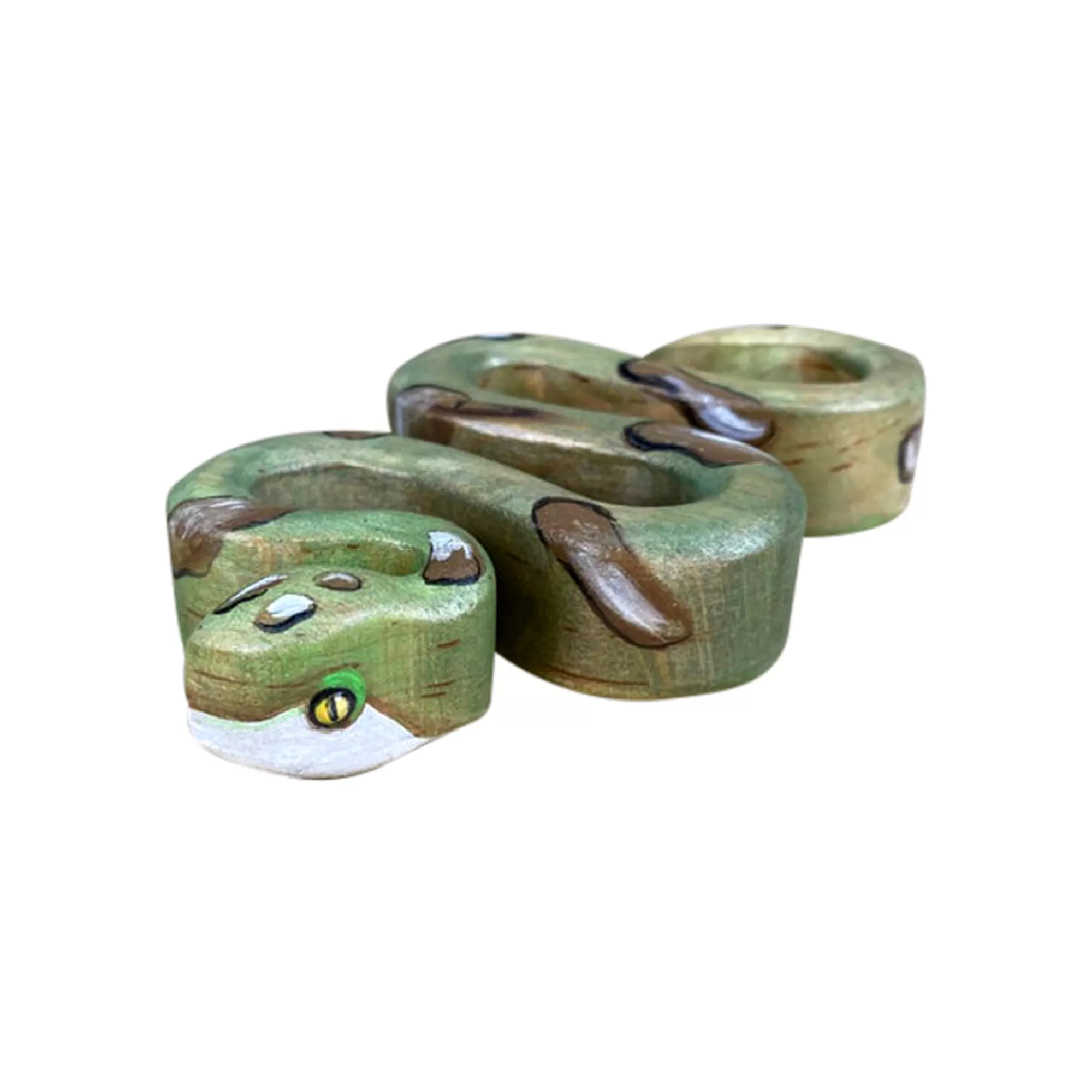 Green Taiga African Animals-Wooden Python Snake