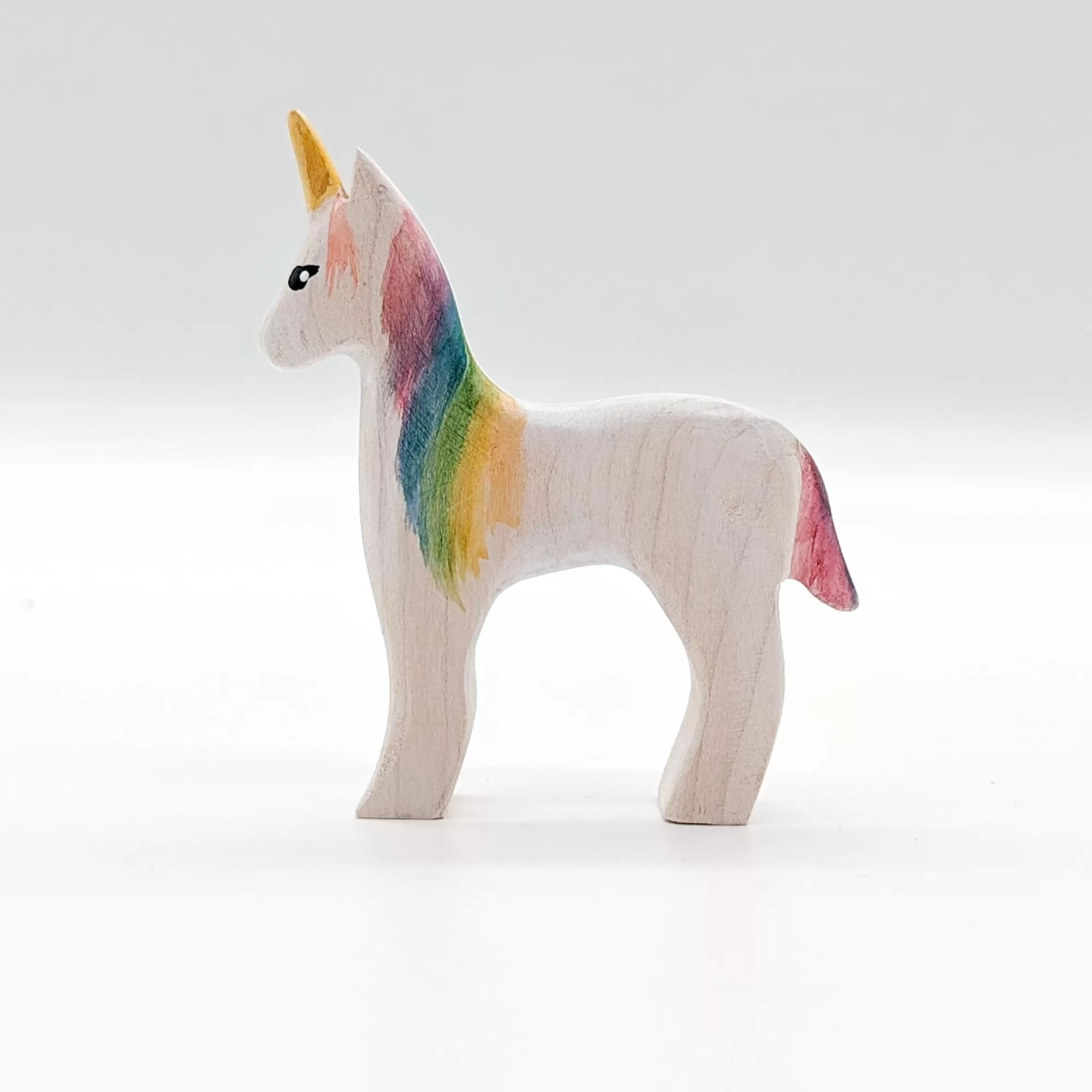 NOM Handcrafted Waldorf Inspired-Wooden Rainbow Unicorn - Foal