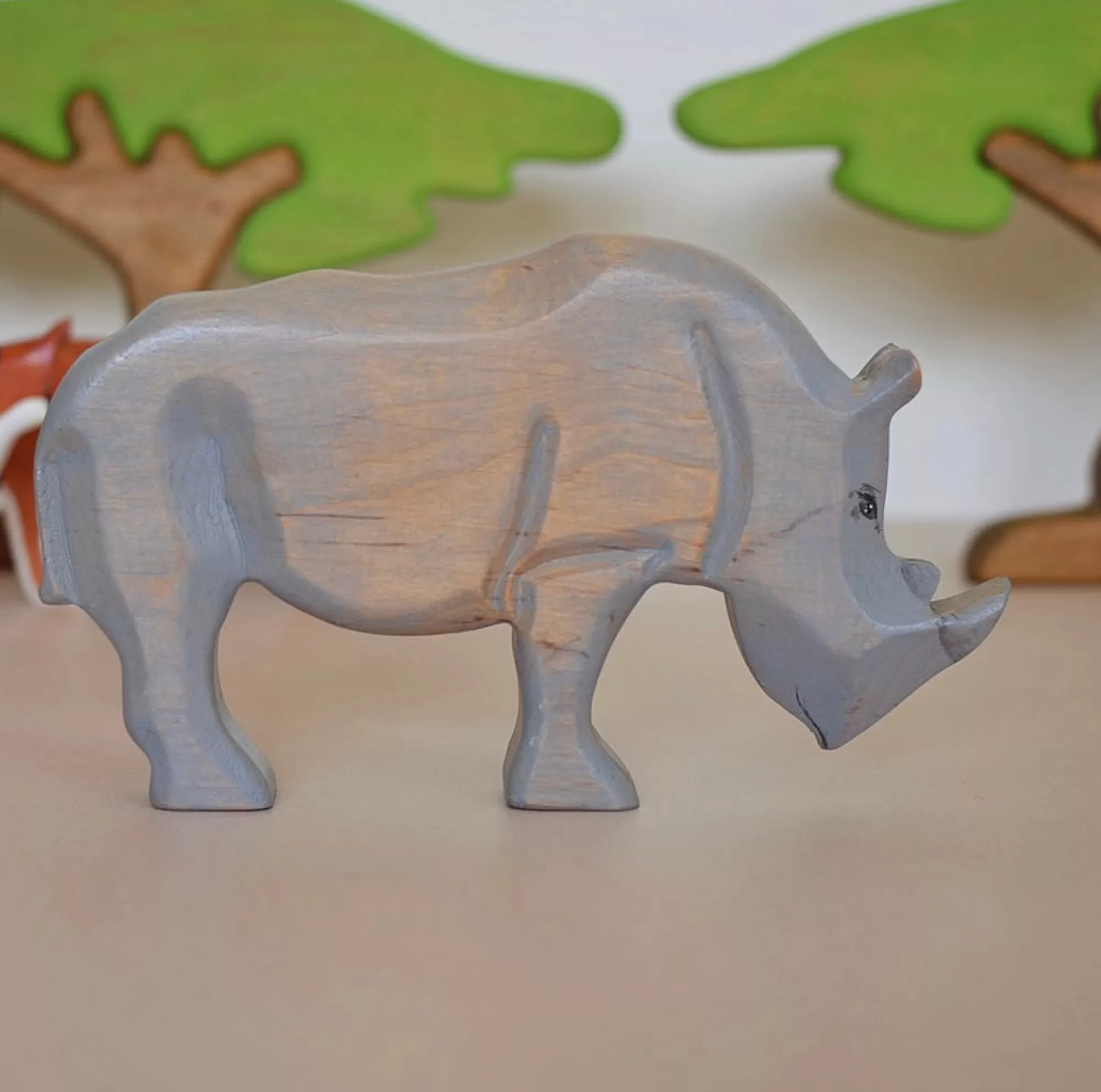 Green Taiga African Animals-Wooden Rhino