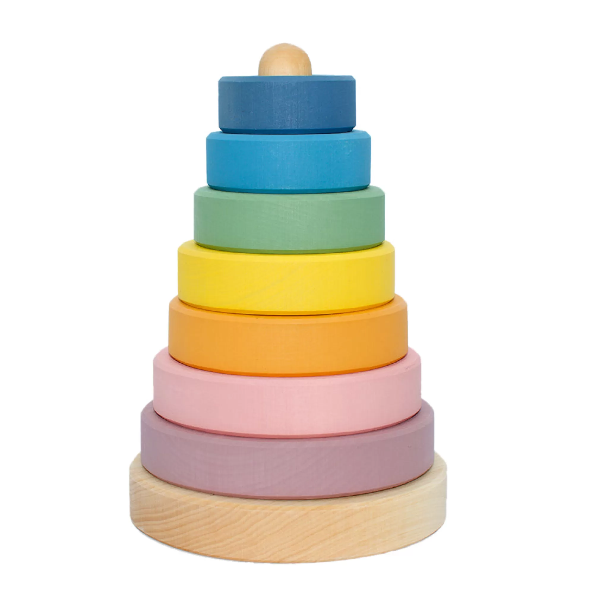 Wooden Educational Toy Arches & Rainbows-Wooden Ring Stacker - Pastel